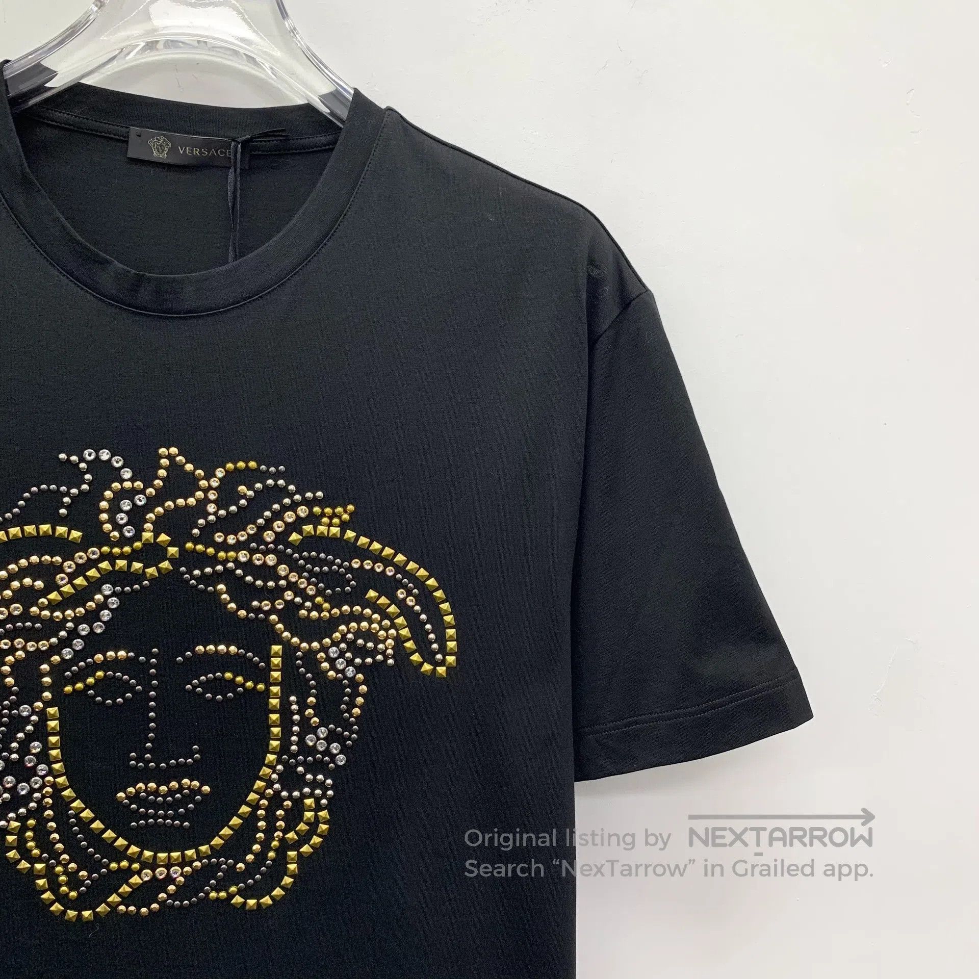 Versace Versace Black Medusa Head Stud Design Cotton Round Neck Sh Size US S / EU 44-46 / 1 - 3 Thumbnail