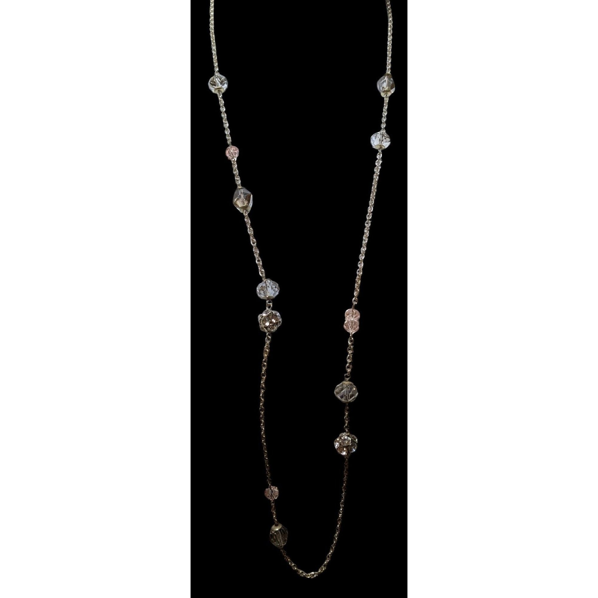 Other Y2K Glam Silver Chain Beaded Statement Necklace Size ONE SIZE - 1 Thumbnail