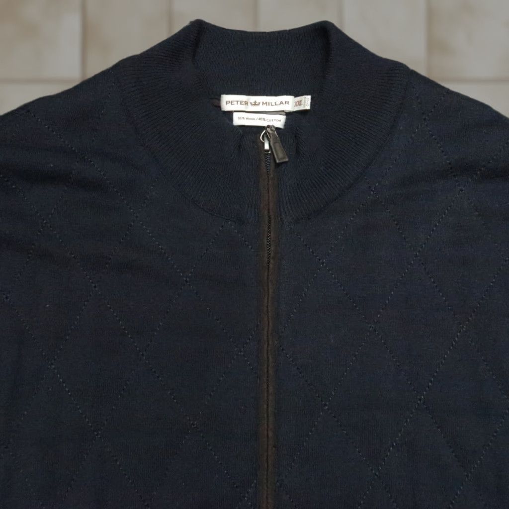 Peter Millar Peter Millar Sweater Men 2XL Blue Full Zip Wool Knit Elbow Patch Long Sleeve Mock Neck Size US XXL / EU 58 / 5 - 1 Thumbnail