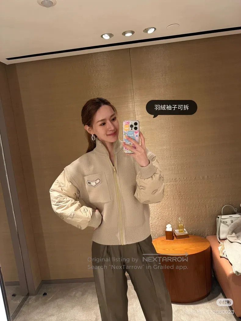 Hermes Hermes Women's Down Coat Jacket, Beige Size XXS / US 00 / IT 34 - 5 Thumbnail
