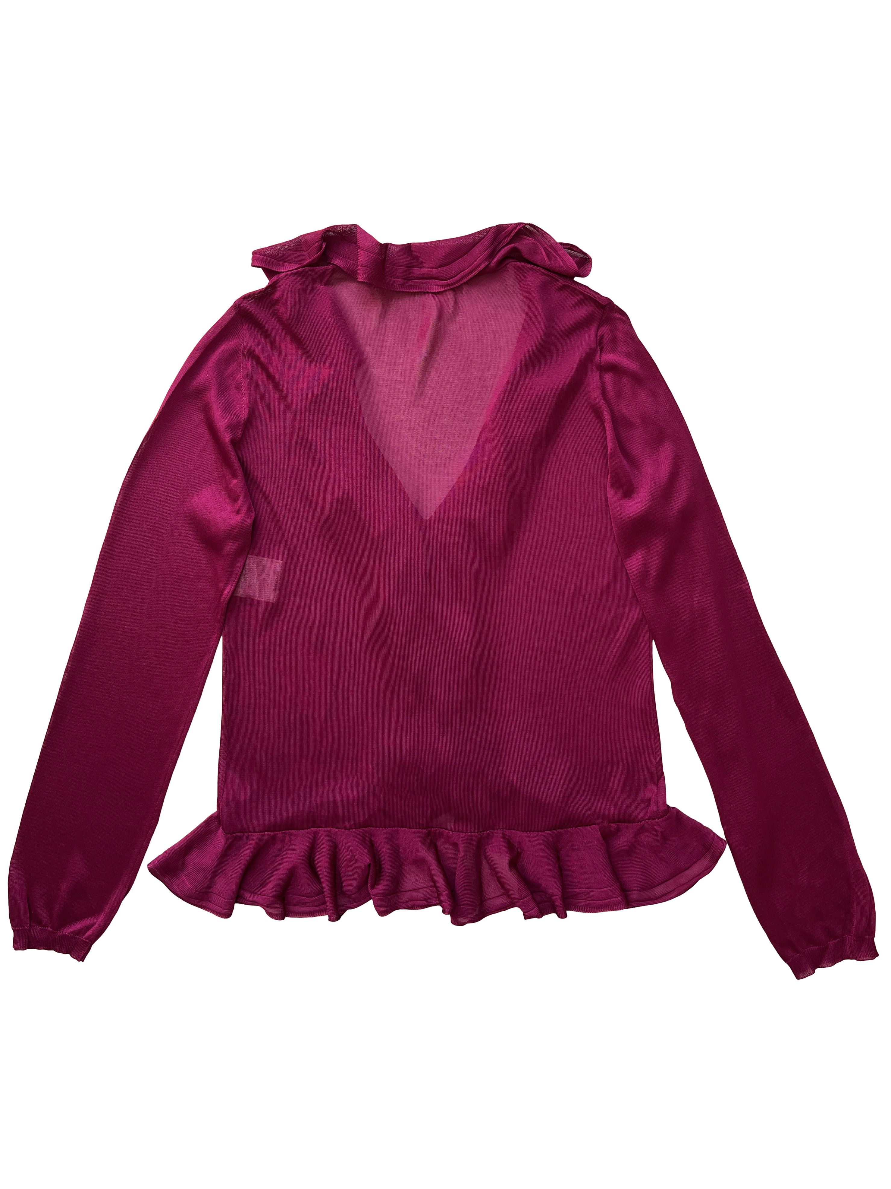 Dior ⚡️QUICK SALE⚡️2008 Dior Galliano Fuchsia Sheer Ruffled Top Size M / US 6-8 / IT 42-44 - 2 Thumbnail