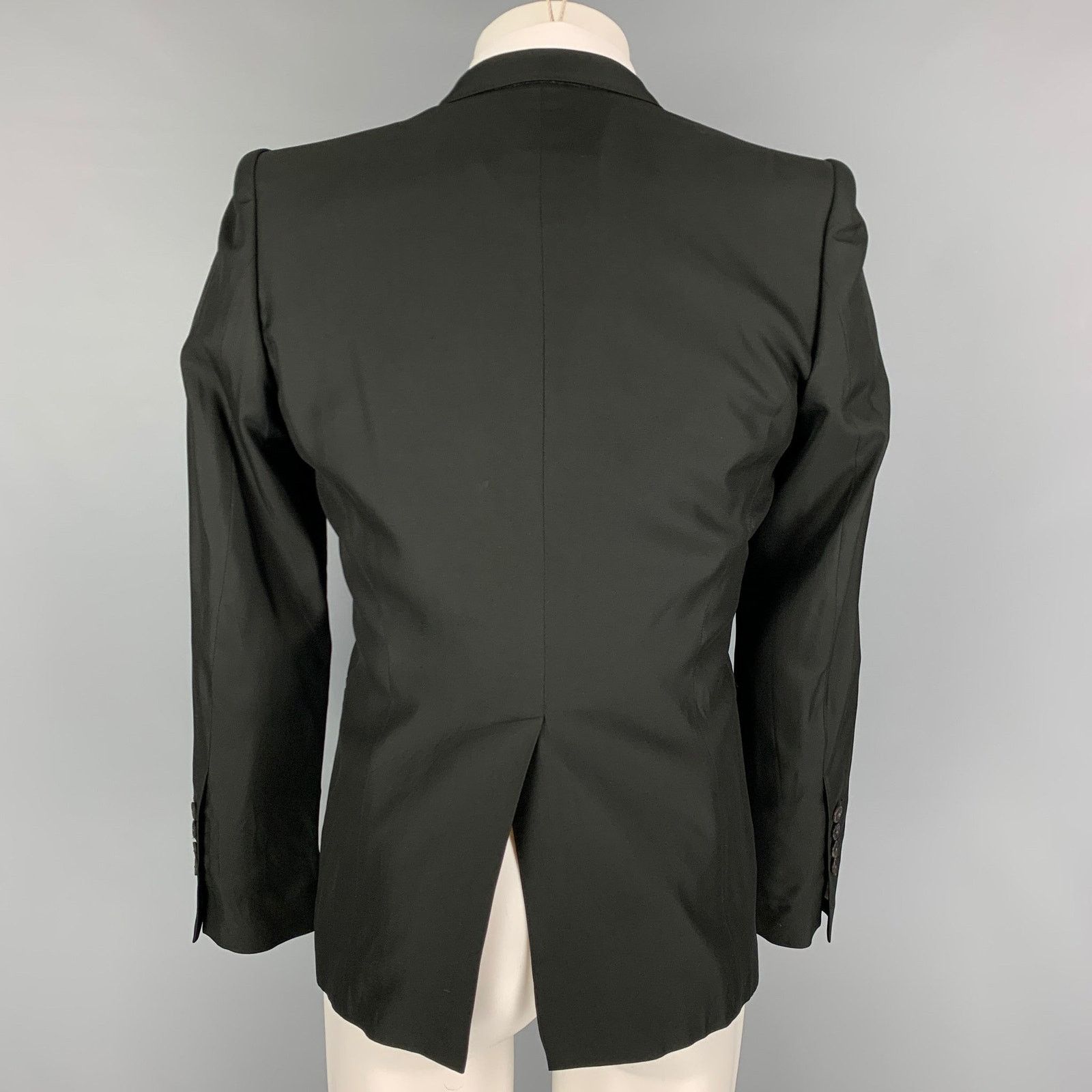 Julius JULIUS_7 Size 38 Black Silk Notch Lapel Sport Coat Size 38S - 3 Thumbnail