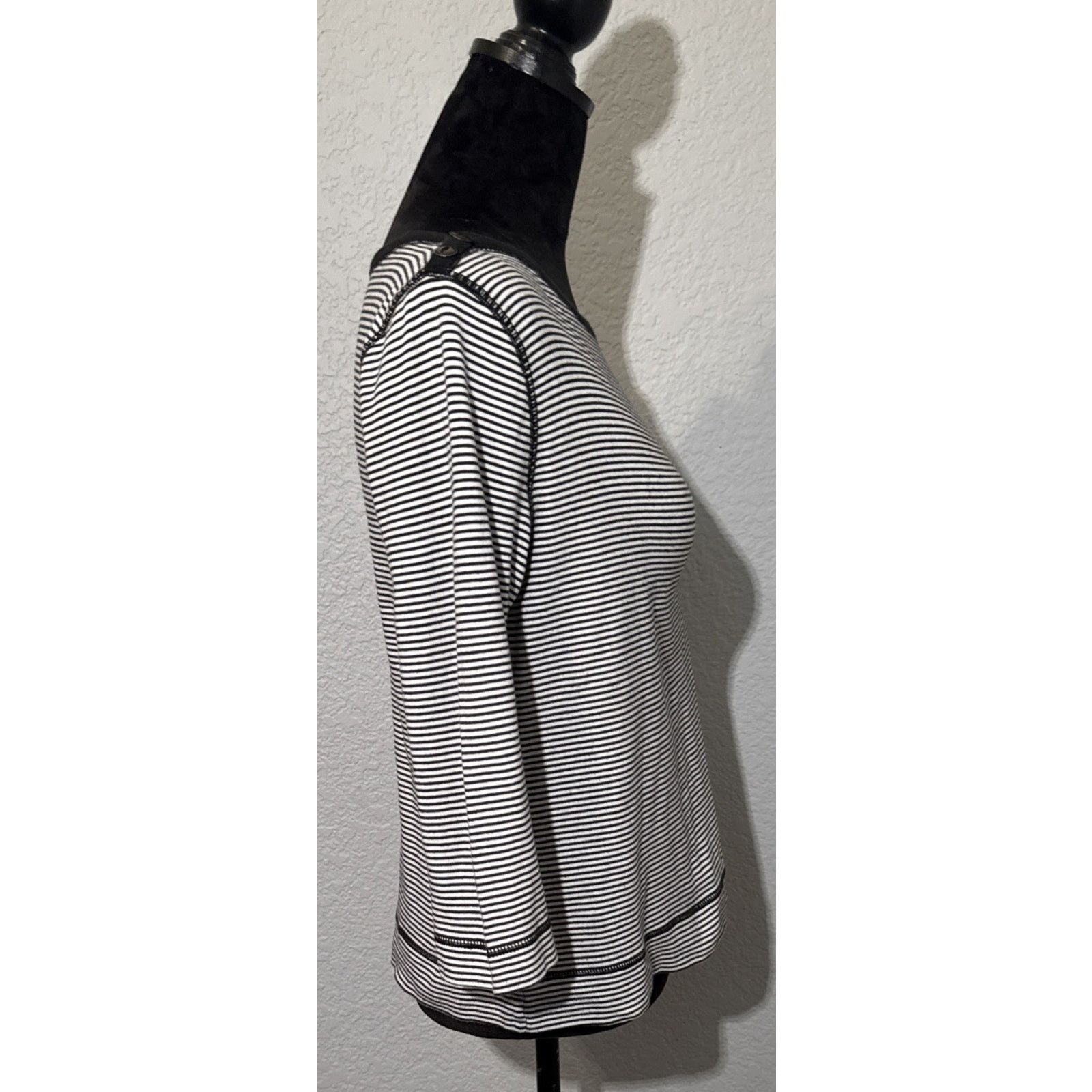 Lauren Ralph Lauren Vintage 90’s Lauren Ralph Lauren Bateau-Neck Tee Black White Size L / US 10 / IT 46 - 7 Thumbnail