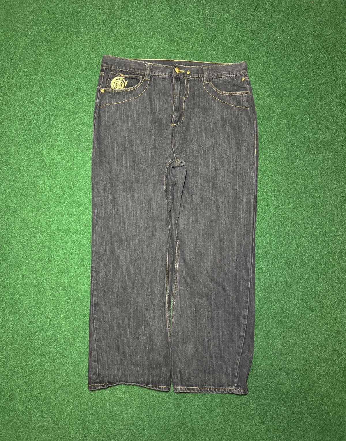 Coogi Y2K Coogi Baggy Hip Hop Embroidered Gold Black Denim Jeans Size US 40 / EU 56 - 4 Thumbnail