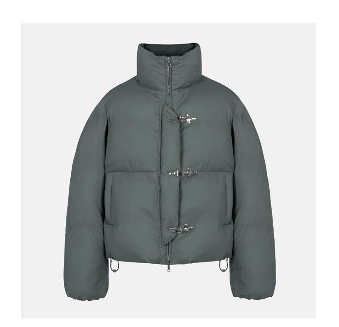 image of Enrage Cropped Puffer Jacket in Grey, Men's (Size Small)
