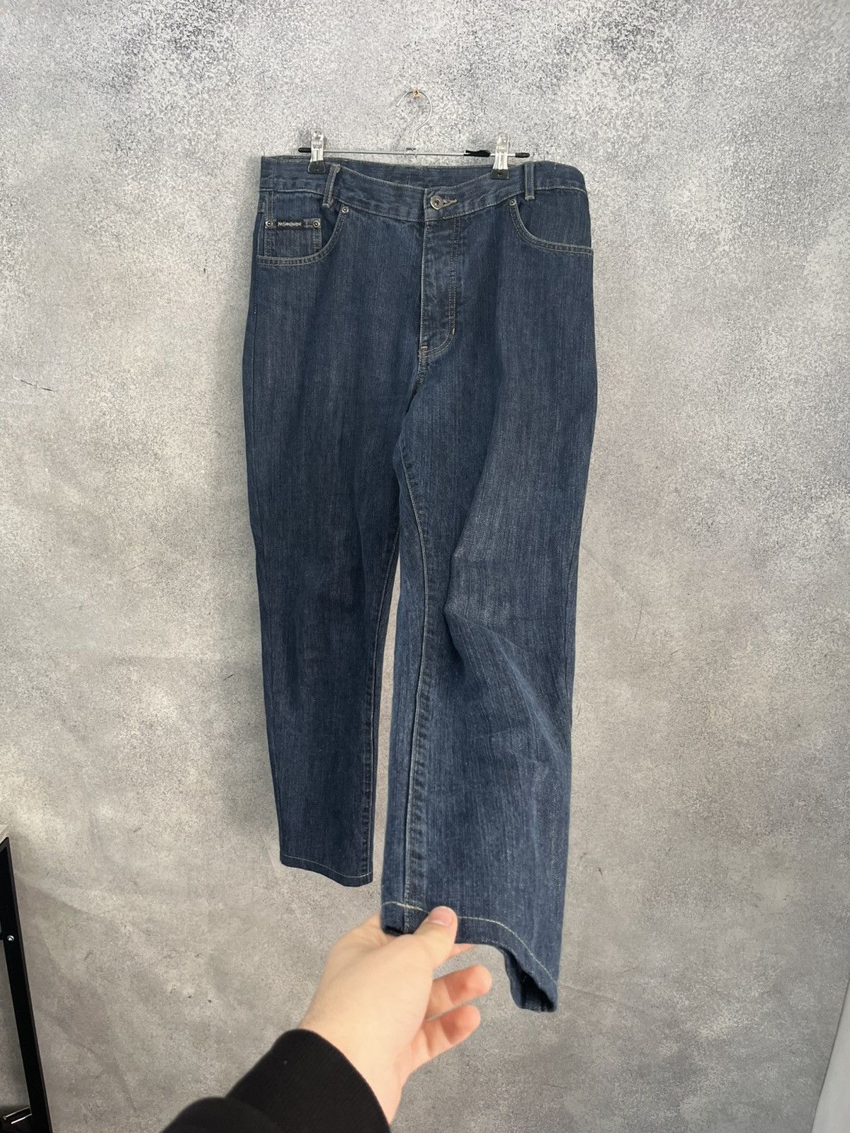 Yves Saint Laurent Vintage Yves Saint Lauren Big Logo Distressed Jeans YSL Size US 32 / EU 48 - 11 Thumbnail