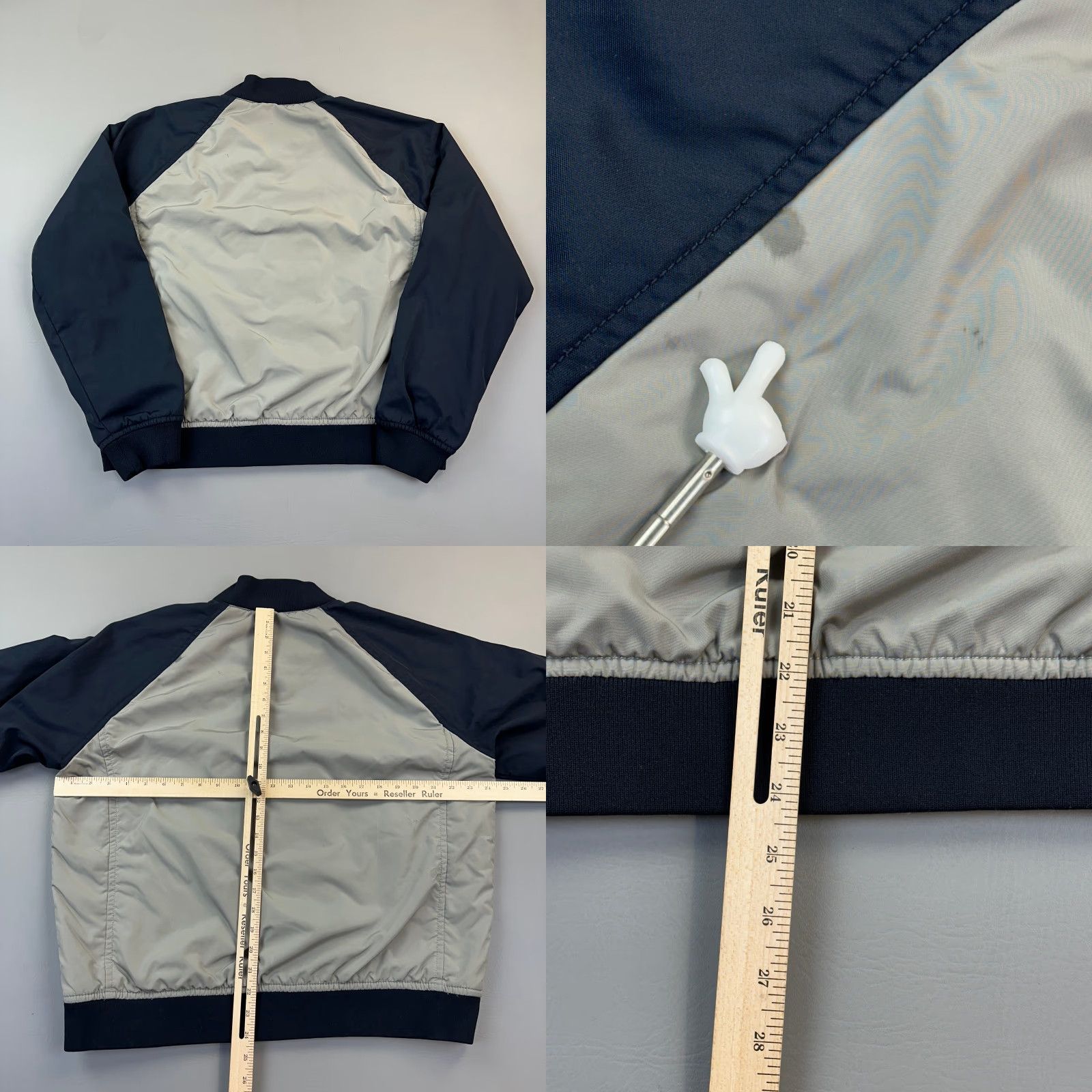 Banana Republic Banana Republic Baseball Jacket Mens XL Gray Navy Snap Front Bomber Casual Jacket Mens XL Gray Navy Snap Front Multicolor 90s Retro Punk Rock Size US XL / EU 56 / 4 - 8 Thumbnail