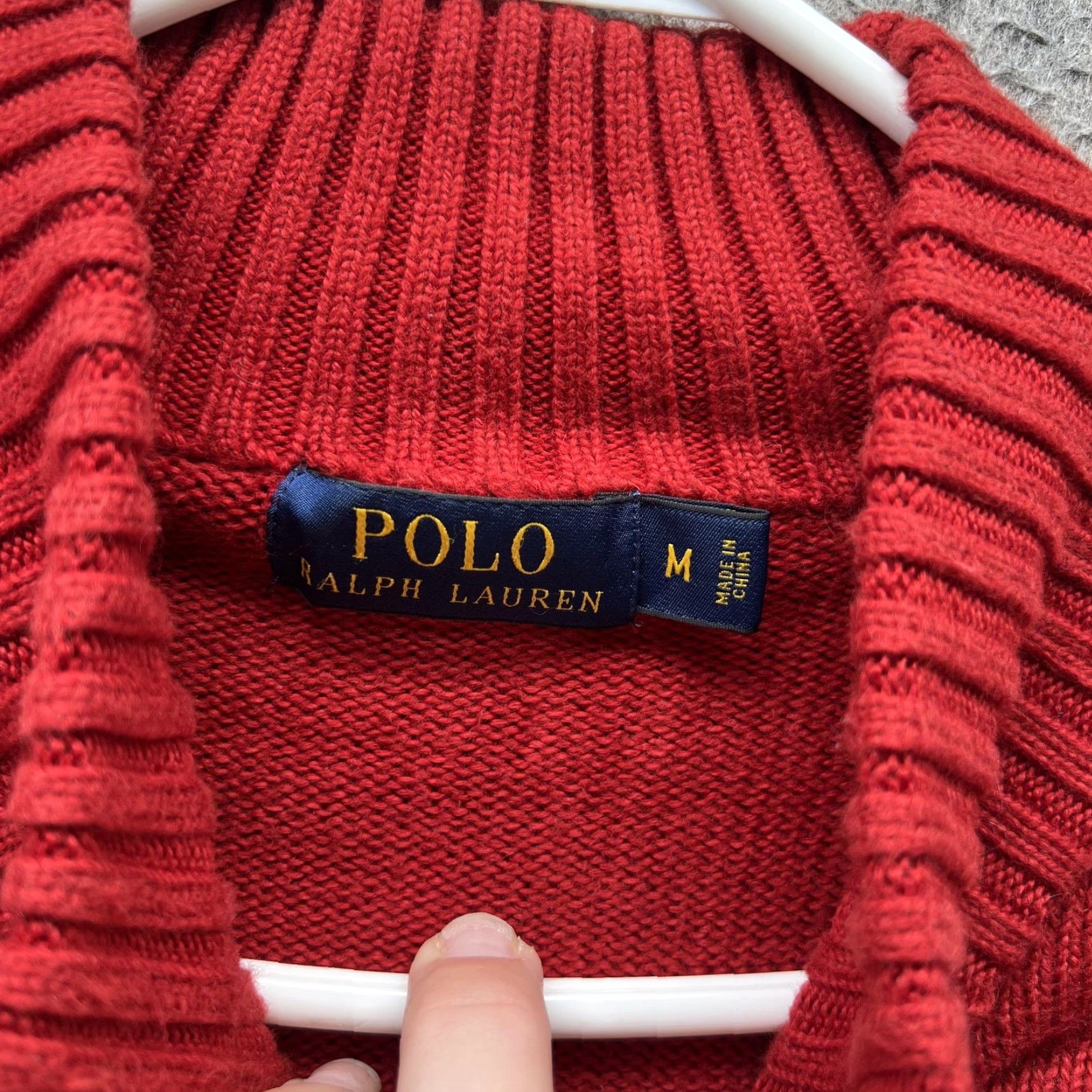 Polo Ralph Lauren Polo Ralph Lauren Sweater Mens Medium Red Cotton Quarter Zip Mock Neck Pullover Size US M / EU 48-50 / 2 - 5 Thumbnail