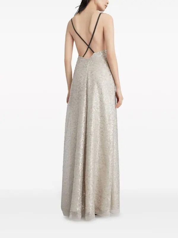 Brunello Cucinelli o1w1db10825 Dress in Light Beige Size XL / US 12-14 / IT 48-50 - 4 Thumbnail