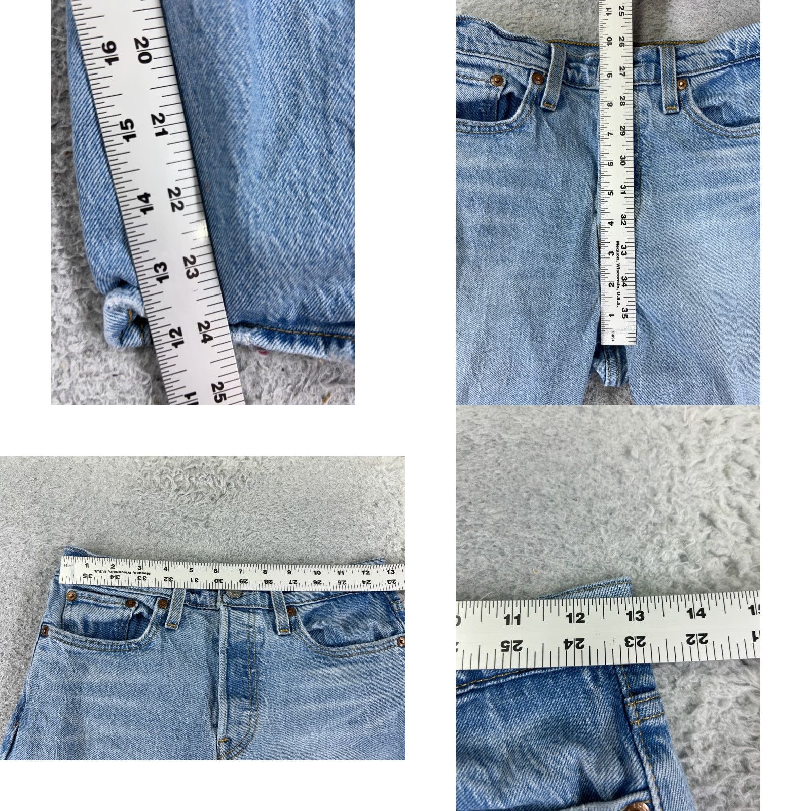 Levi's VINTAGE Levis Premium Jeans Women 26 Blue Denim Wedgie Fit Distressed Button Fly 5-Pocket Design Regular Inseam 24 in Mid Rise Size 26" / US 2 / IT 38 - 9 Thumbnail