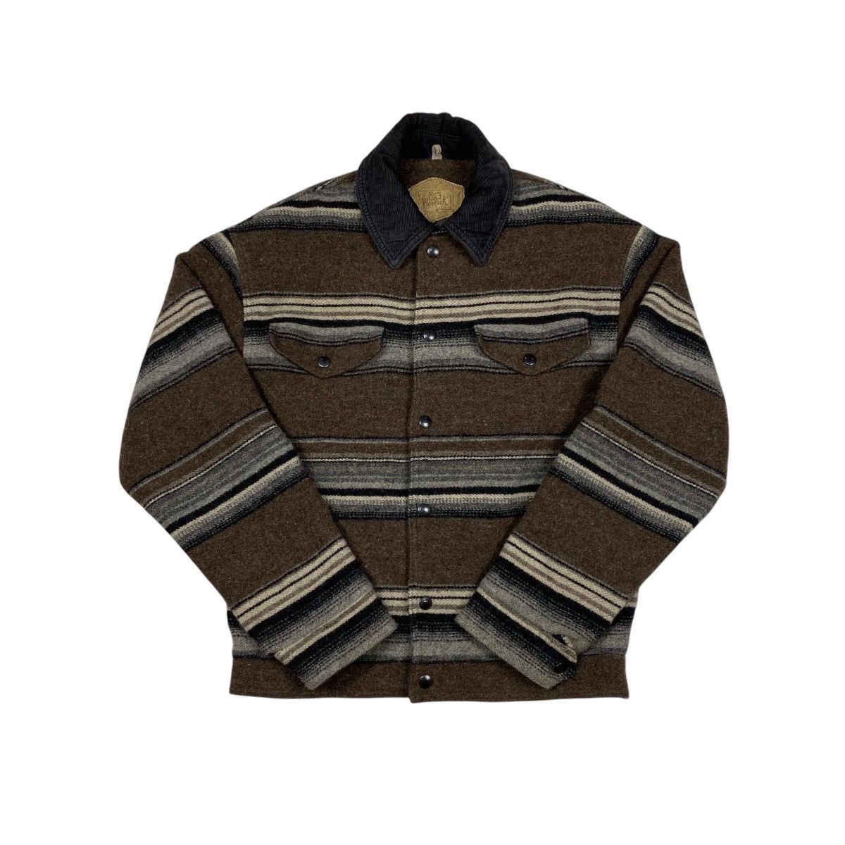 Vintage × Woolrich Woolen Mills Rare Woolrich Trucker Wool Striped Work Jacket Size US S / EU 44-46 / 1 - 4 Thumbnail