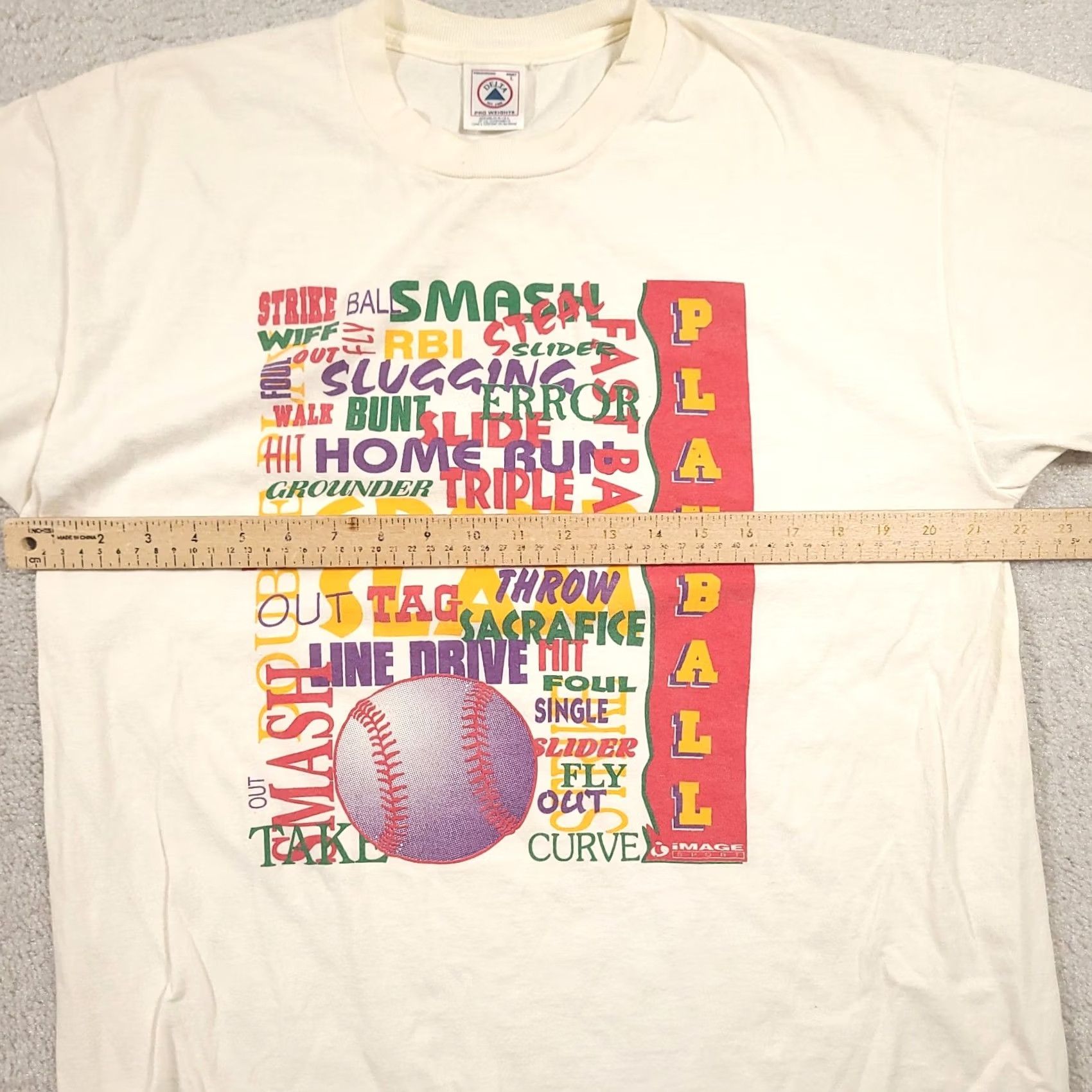 Delta VINTAGE 90s Y2K Baseball Shirt Mens Large Grunge T-Shirt White Cotton Delta Size US L / EU 52-54 / 3 - 2 Thumbnail
