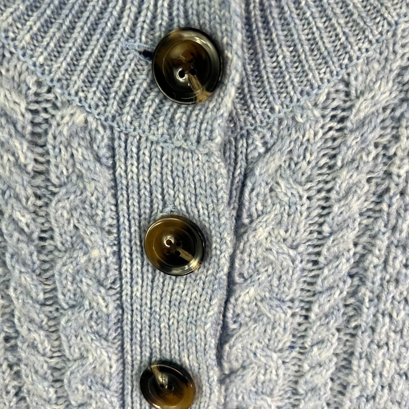 Vintage WHO WHAT WEAR Blue Wool Blend Cardigan Knit Cable Knit Cardigan Sweater Size L Womens Size L / US 10 / IT 46 - 3 Thumbnail