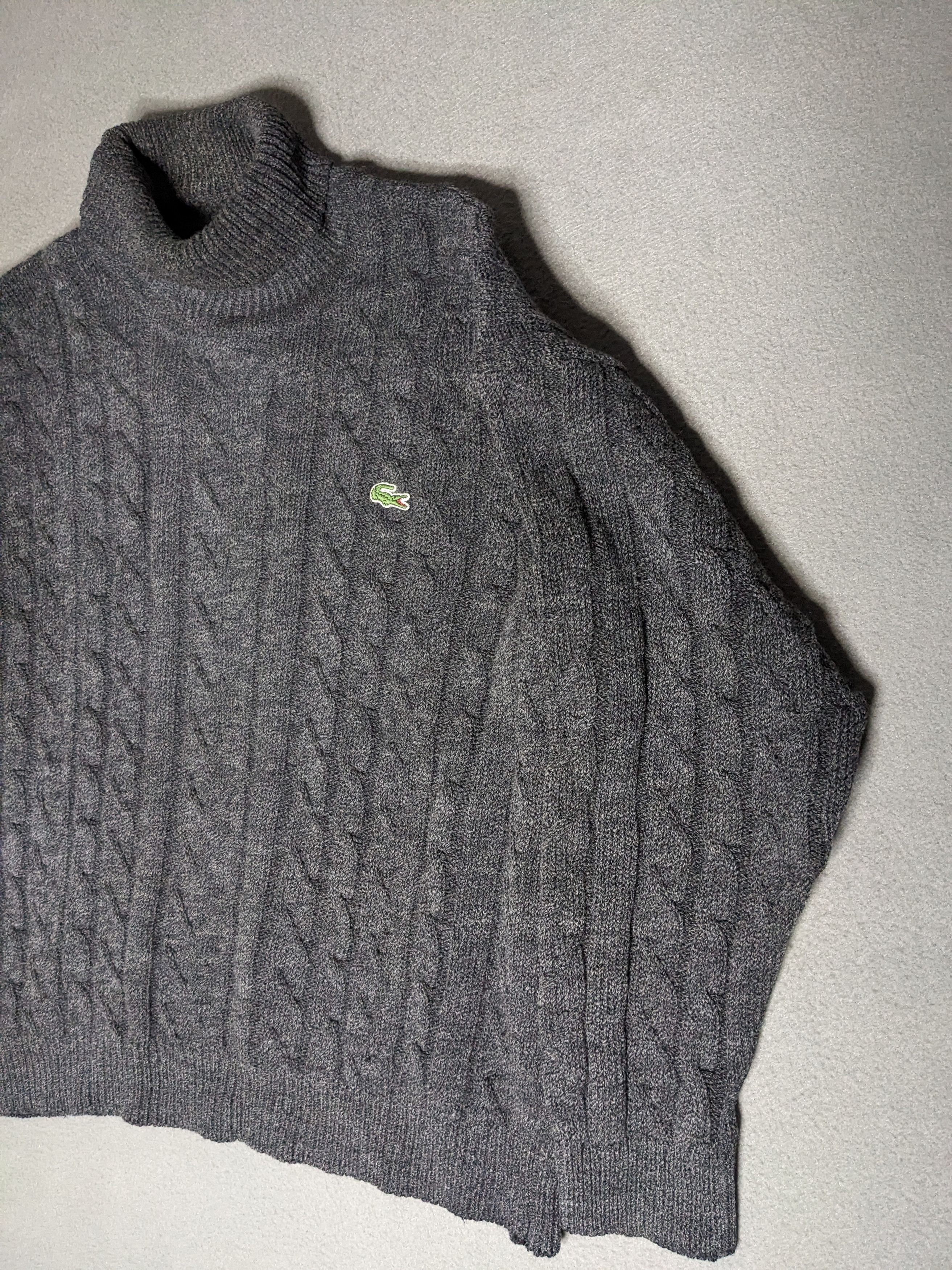 Lacoste VTG 80s Lacoste Wool Cable Knit Turtleneck Sweater Large Size US L / EU 52-54 / 3 - 3 Thumbnail
