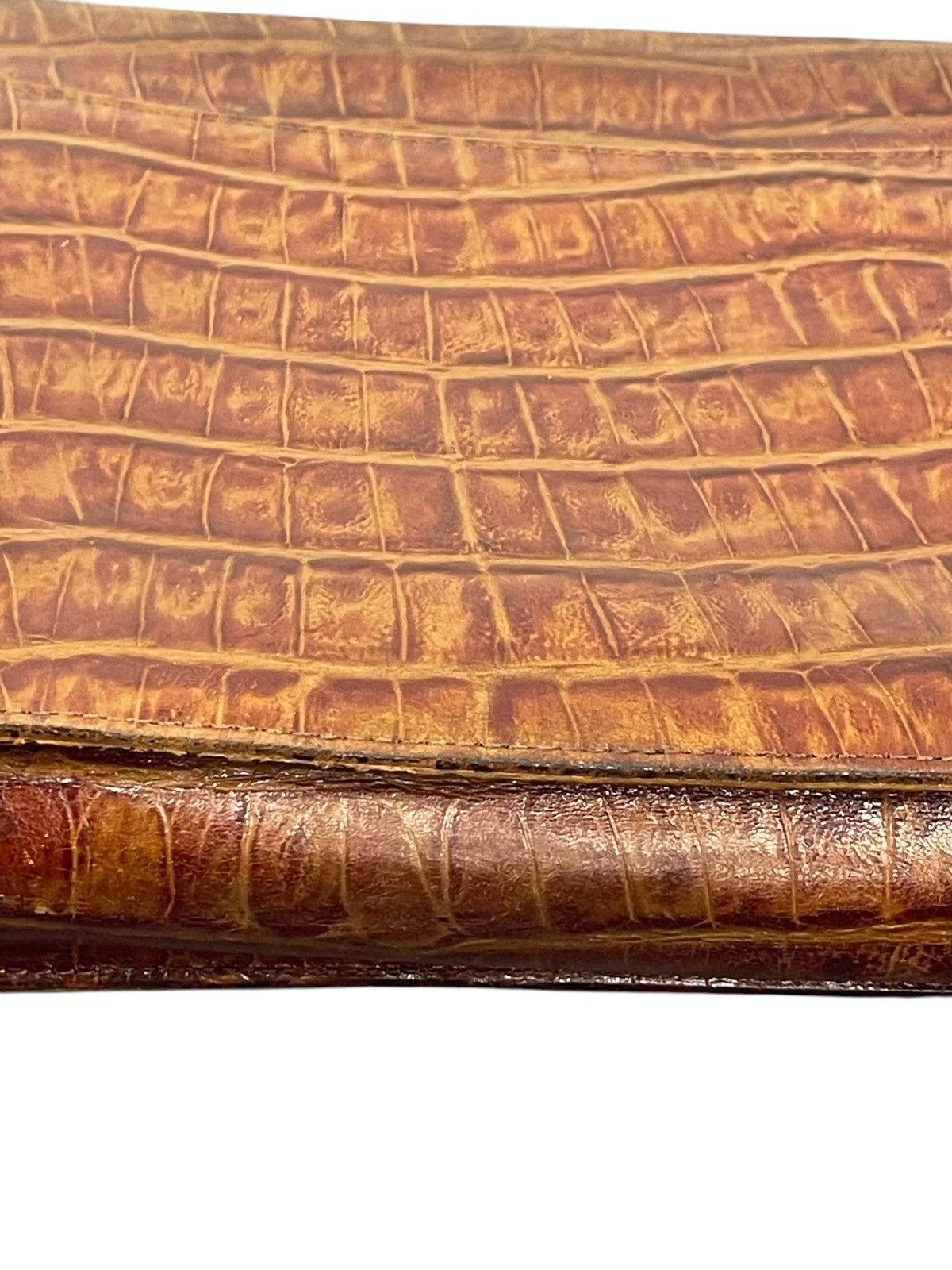 Genuine Leather Crocodile Embossed Vtg Bozzetto Italy Large Clutch Bag 1🟩3 Size ONE SIZE - 14 Thumbnail