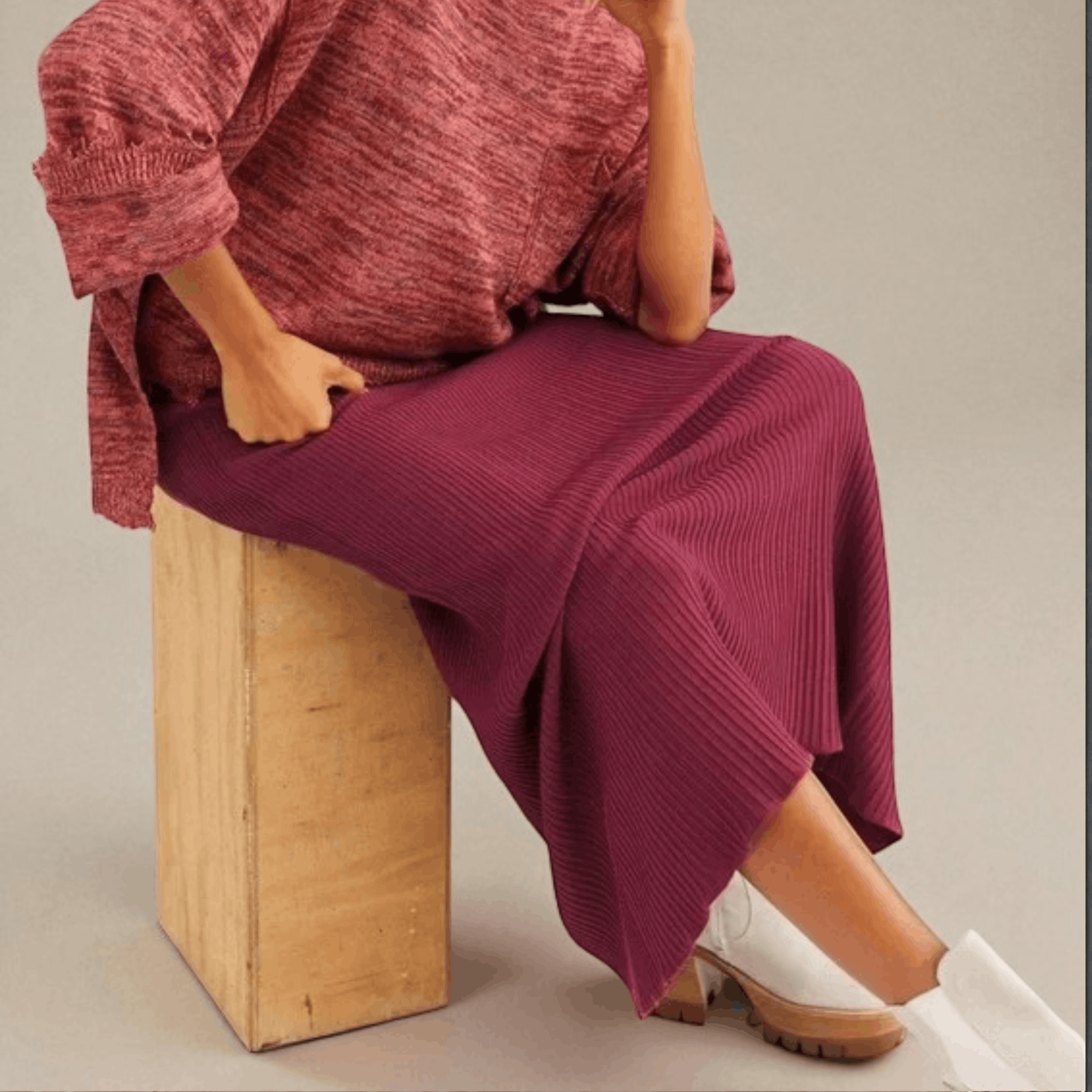 Free People Shine Bright Knit Maxi Skirt Burgundy Purple Sz Small Size 27" / US 4 / IT 40 - 1 Thumbnail