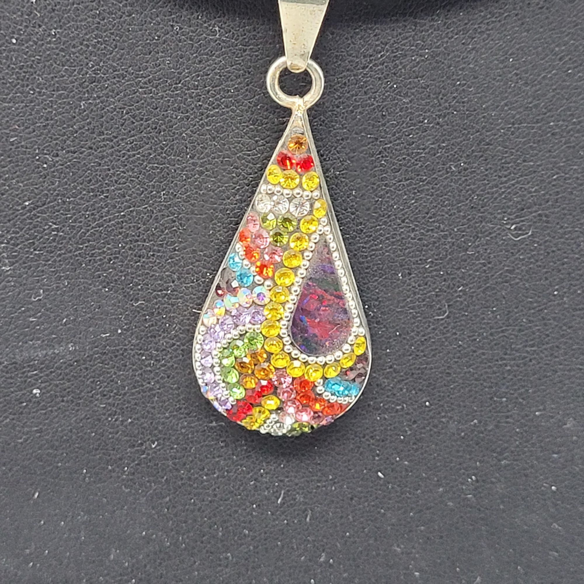 Handmade Artisan 925 Teardrop Multicolor Micro Mosaic Crystal Torque Size ONE SIZE - 6 Thumbnail