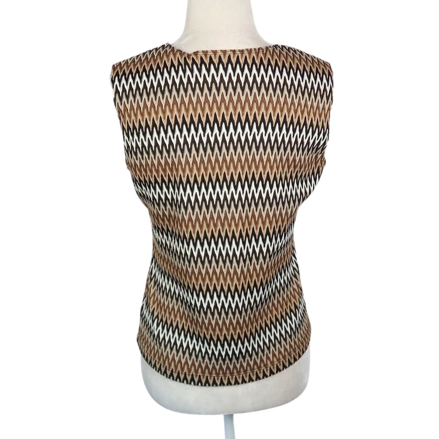 Vintage VINTAGE Apostrophe Brown Zig Zag Chevron Stripe Tank Top M Women Sleeveless 90s Size M / US 6-8 / IT 42-44 - 4 Thumbnail