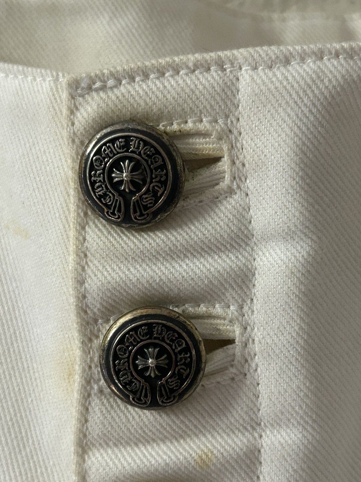 Chrome Hearts Chrome Hearts white fleur knee denim Size 28" / US 6 / IT 42 - 3 Thumbnail
