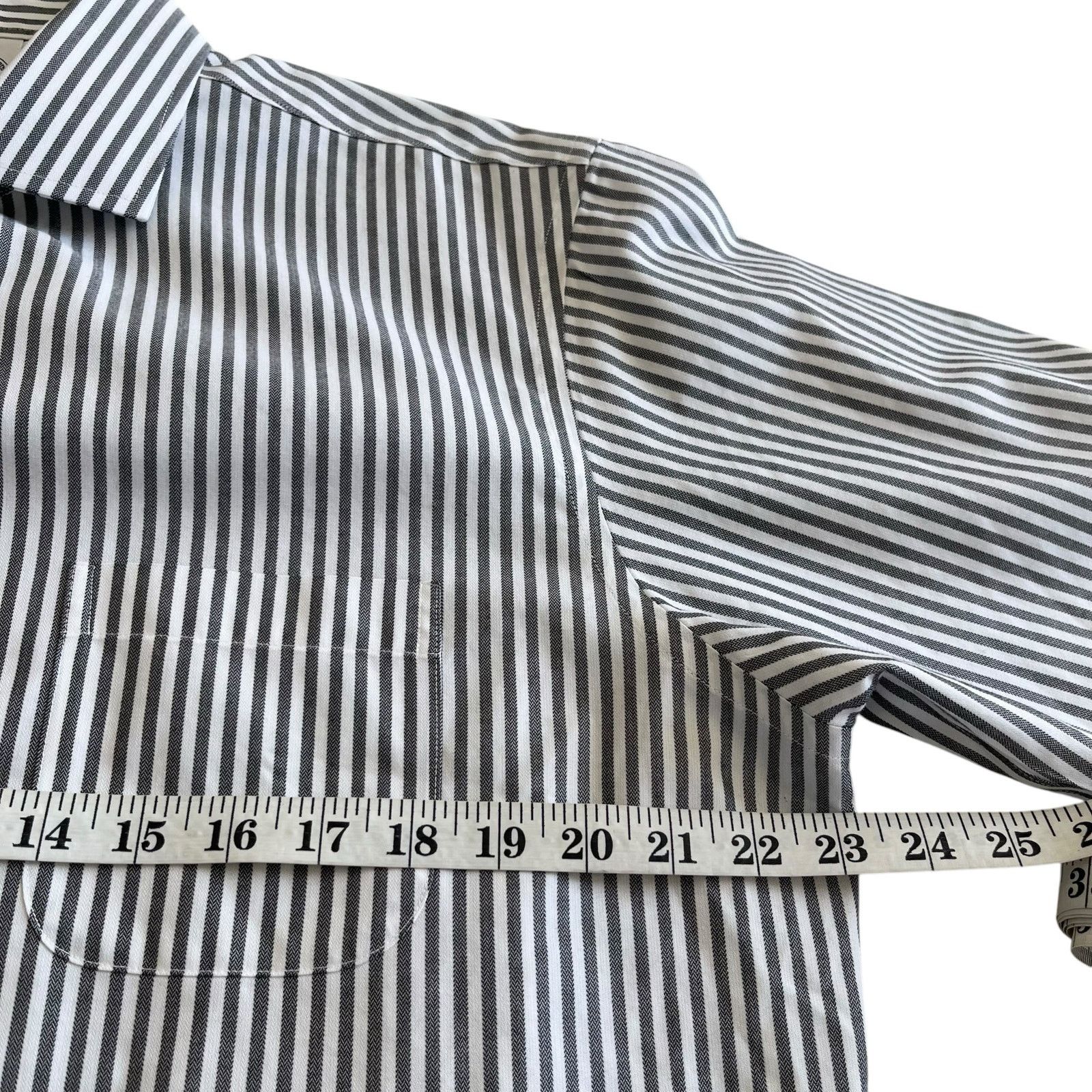 Brooks Brothers Brooks Brothers White Gray Regent Fit Non-Iron Dress Shirt Size US L / EU 52-54 / 3 - 6 Thumbnail
