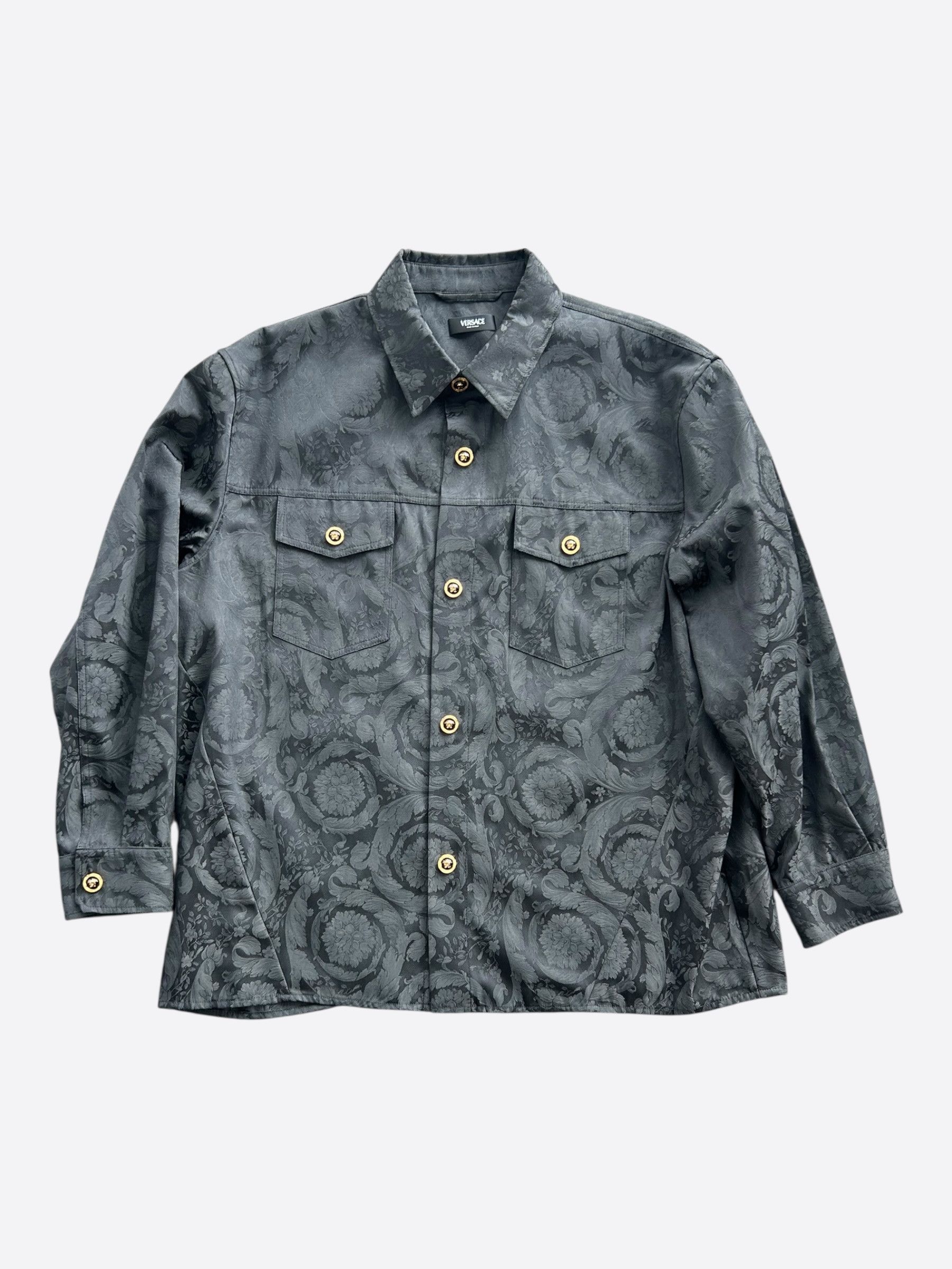 Versace Versace Black Barocco Jacquard Overshirt Size US XXL / EU 58 / 5 - 1 Thumbnail