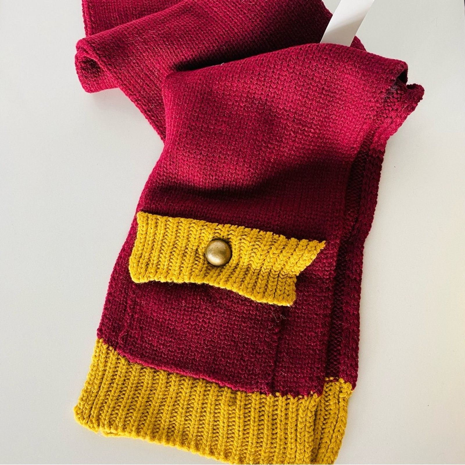 Nordstrom NEW NORDSTROM Maroon Gold Knit Woven Classic Scarf Wrap Size ONE SIZE - 6 Thumbnail