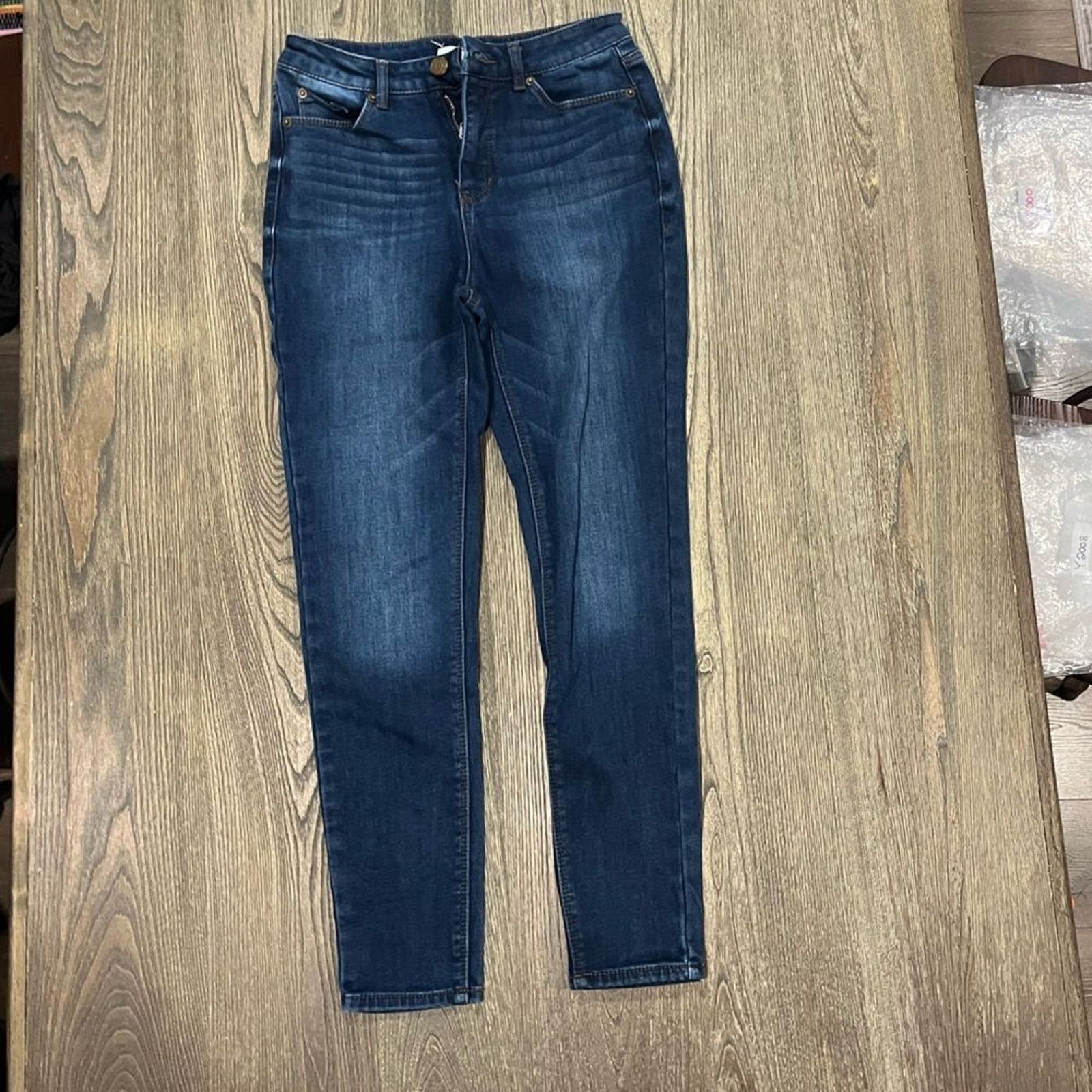 Vintage Copper Key Skinny Jeans High Rise Whisker Denim Stretch Sz 7 Size 30" / US 8 / IT 44 - 1 Thumbnail