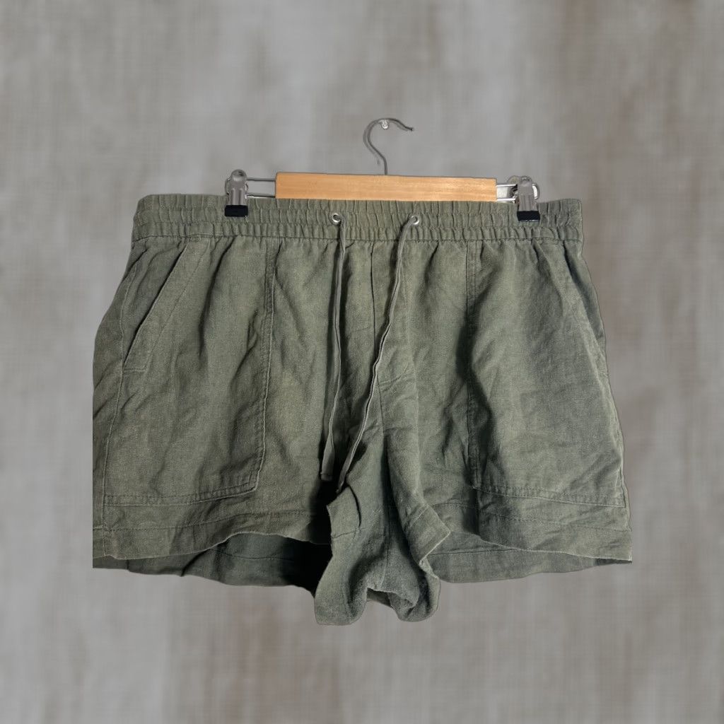 Gap Gap Womens Large Linen Blend Shorts Olive Green Drawstring 34x3 Size 36" / US 14 / IT 50 - 1 Thumbnail