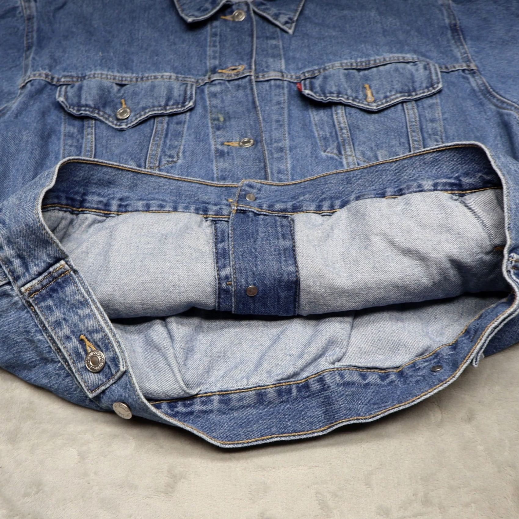 Levi's Levis Denim Jacket Mens Large Medium Wash Casual Rugged Classic Jean Trucker Size US 33 - 5 Thumbnail
