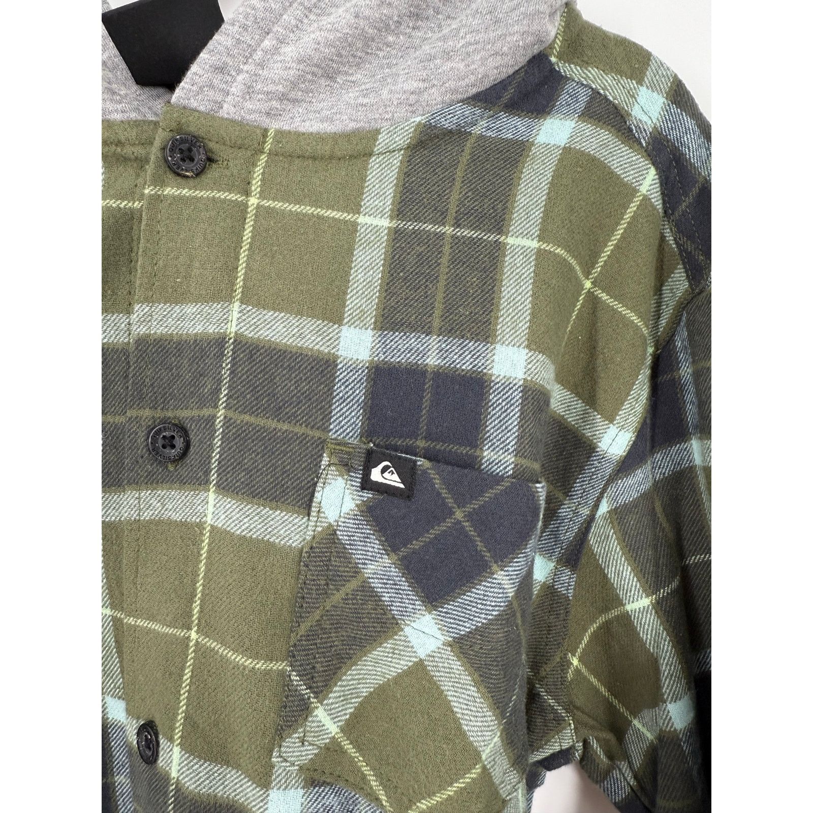 Other NEW Quiksilver Boys Lightweight Flannel Shirt Jacket Hoodie Size US L / EU 52-54 / 3 - 6 Thumbnail
