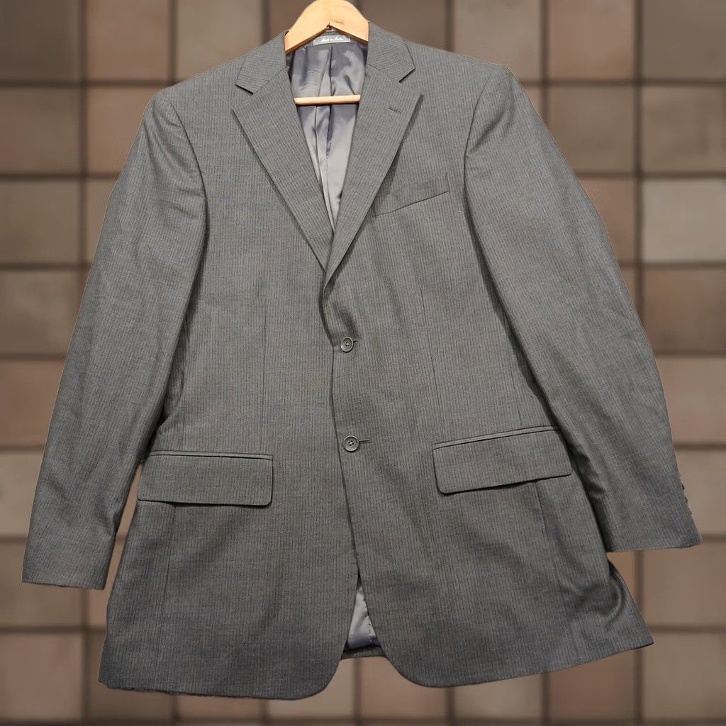 Oscar De La Renta Oscar de la Renta Blazer Men Wool Gray 40L Two Button Notch Lapel 2 Piece Suit Jacket Size 40R - 1 Thumbnail