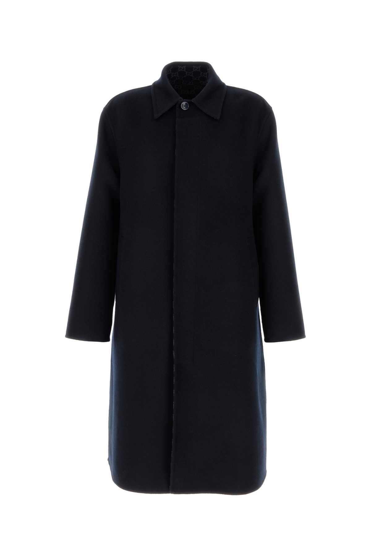 Gucci Navy Blue Wool Blend Coat Size US L / EU 52-54 / 3 - 1 Thumbnail