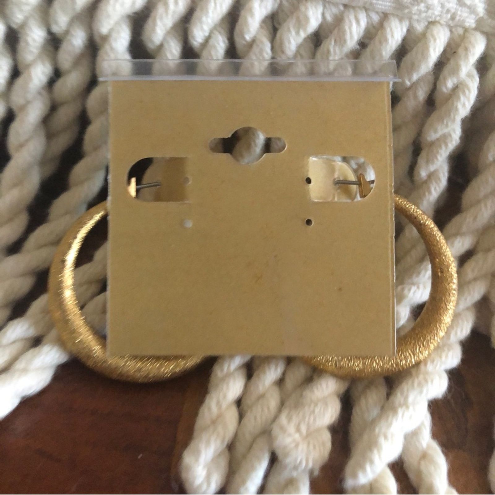 Vintage Vintage textured finish gold hoop pierced earrings Size ONE SIZE - 7 Thumbnail