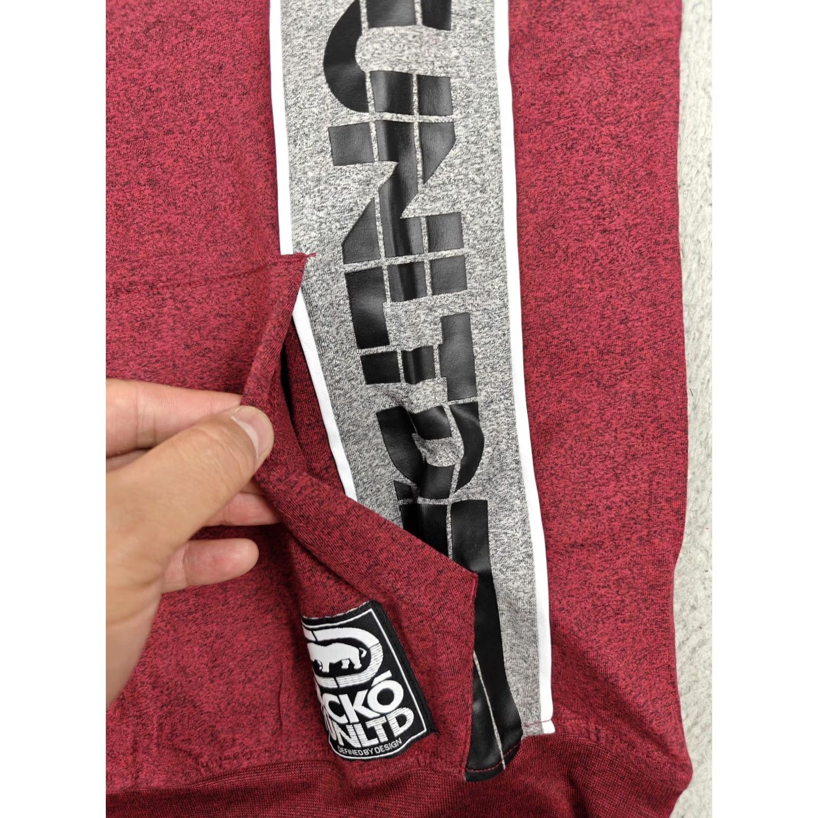 Ecko Unltd. Ecko Unltd Mens Short Sleeve Hoodie Shirt Crimson Marbled Small Graphic Sweatshirt Size US S / EU 44-46 / 1 - 4 Thumbnail