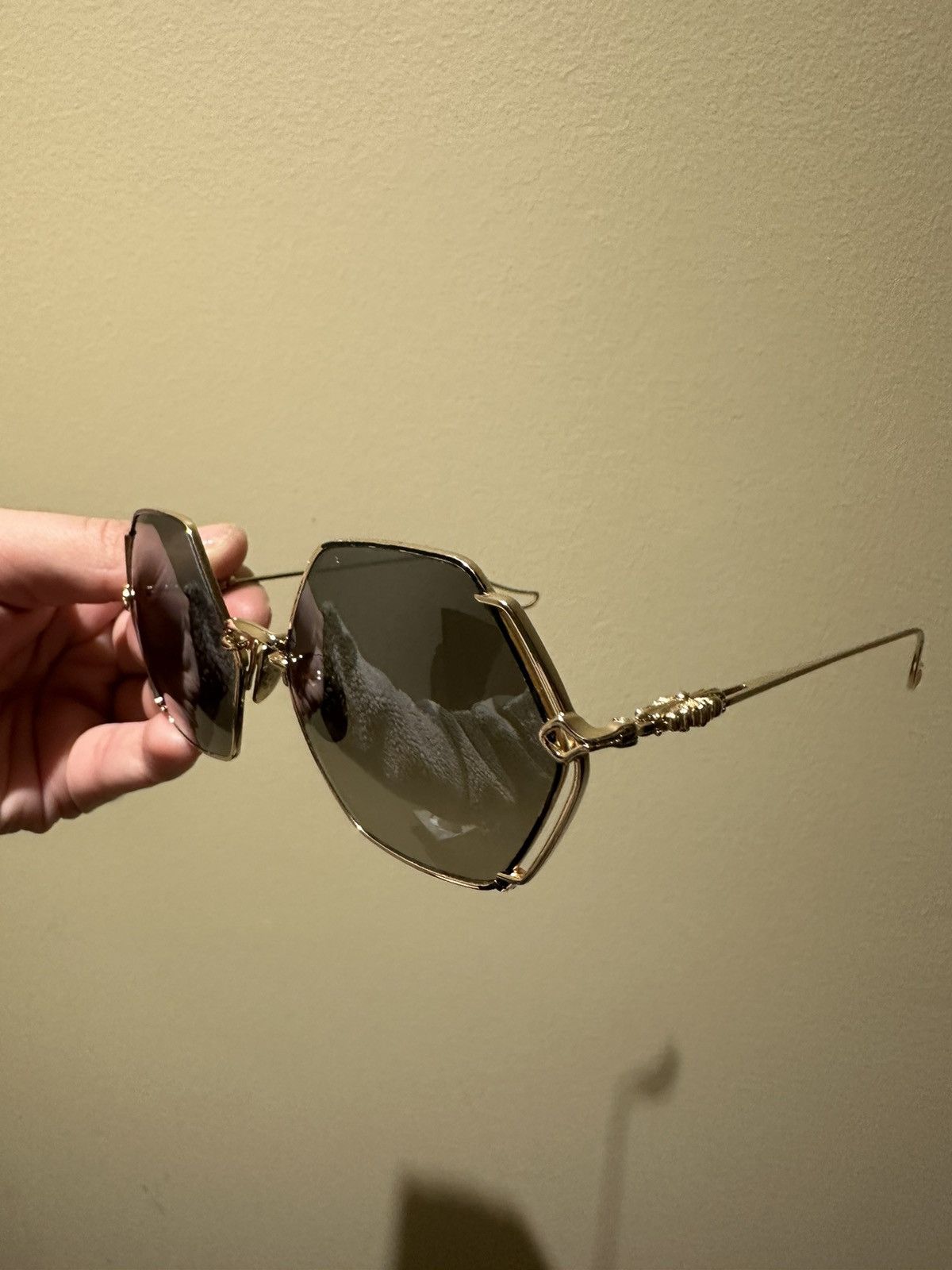 image of Chrome Hearts Baby Bitch Sunglasses in Gold, Men's