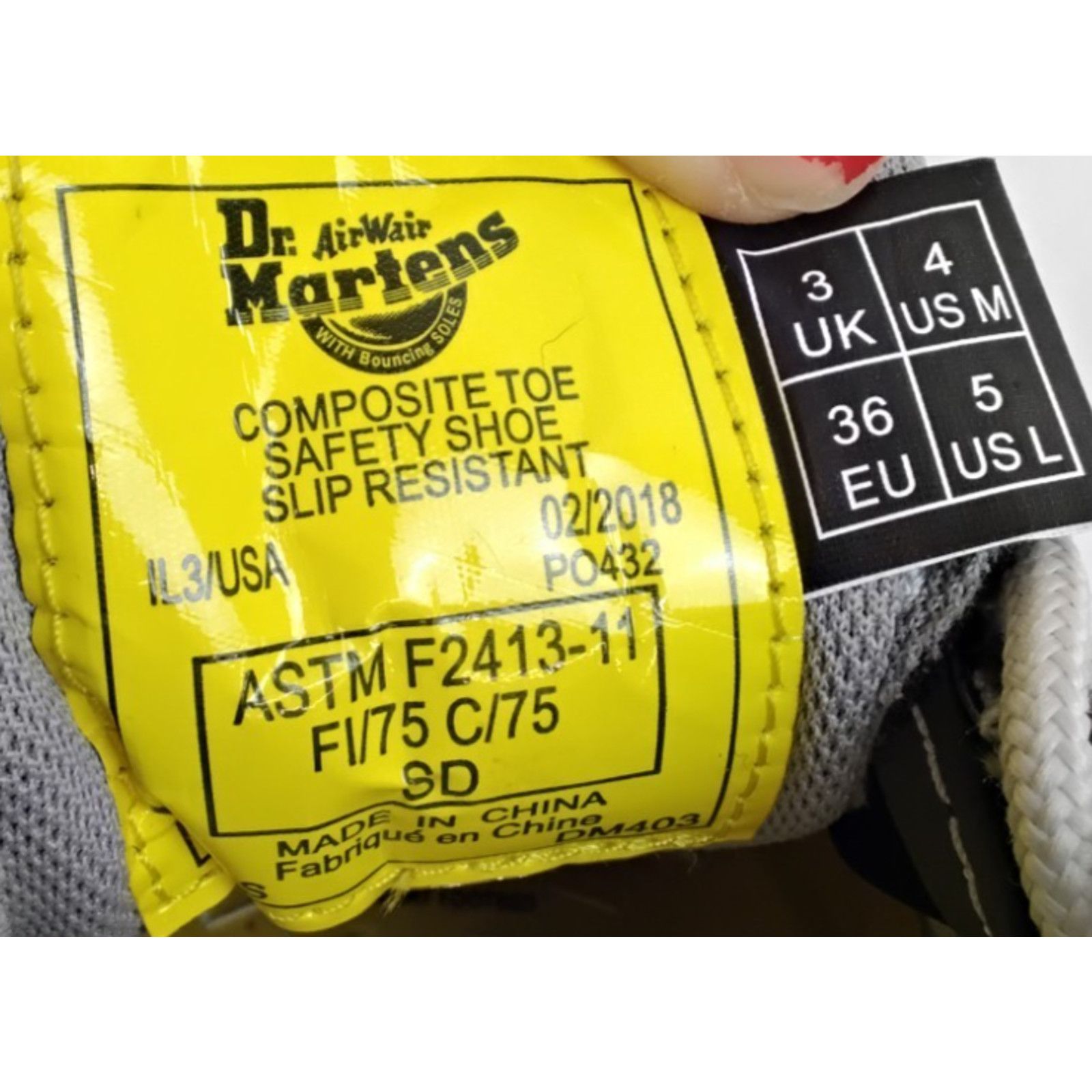 Dr. Martens Dr Martens Industrial Steel Toe Shoes Women's 5 Gray Mesh Size US 5 / IT 35 - 12 Thumbnail