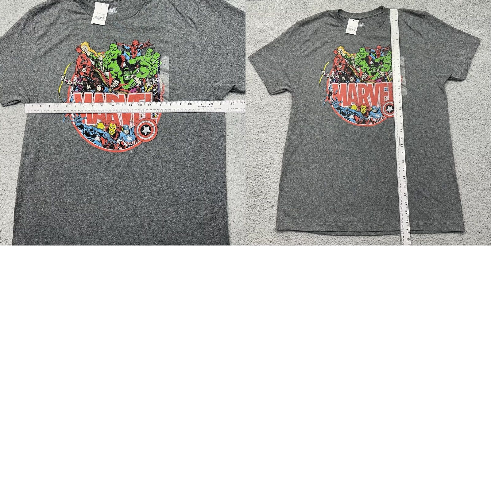 Vintage Marvel Shirt Mens L Gray NWT Avengers Large Comic Book Super Heroes MVRCALFMSC Size US L / EU 52-54 / 3 - 8 Thumbnail