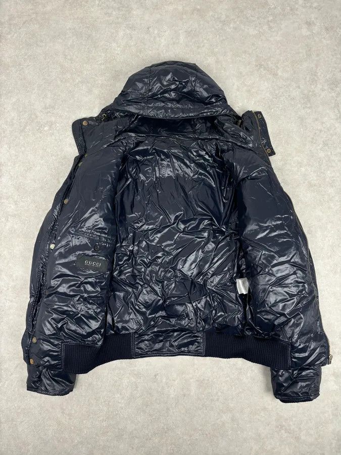 Gucci AW2008 Gucci Navy Satin Hooded Puffer Bomber Jacket Size US M / EU 48-50 / 2 - 7 Thumbnail