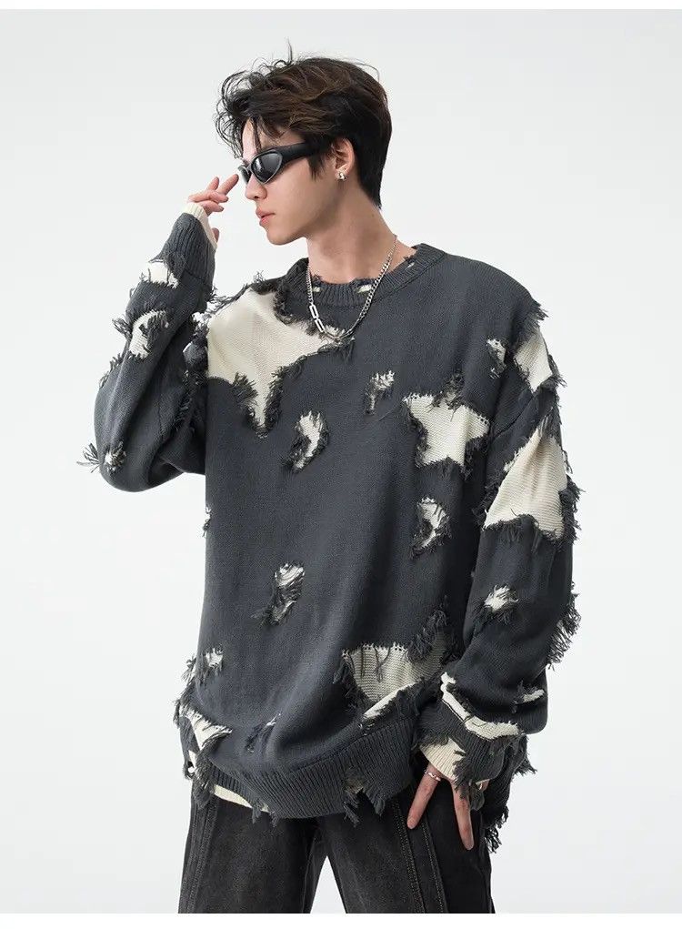 Japanese Brand × Vintage Retro hip hop star distressed oversized sweater knitwear Size US XL / EU 56 / 4 - 4 Thumbnail