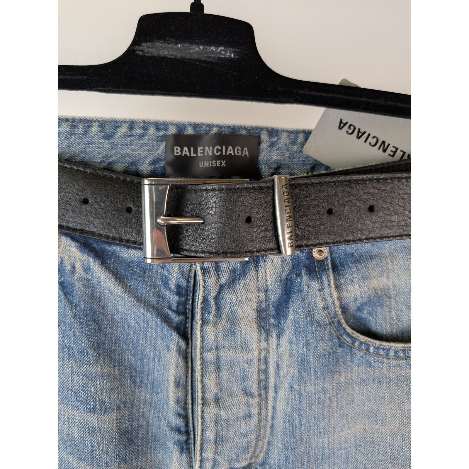 Balenciaga o1rshd1 Organic Selvedge Denim Integrated Belt Pants Size US 30 / EU 46 - 5 Thumbnail