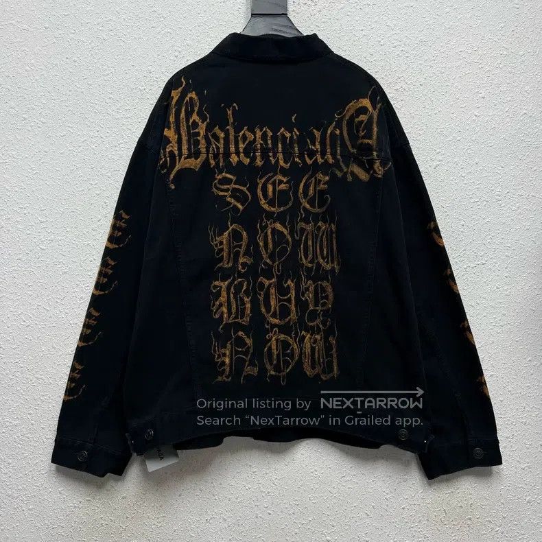 Balenciaga Balenciaga Buddhist Scripture Destroyed Denim Jacket Size US M / EU 48-50 / 2 - 2 Thumbnail