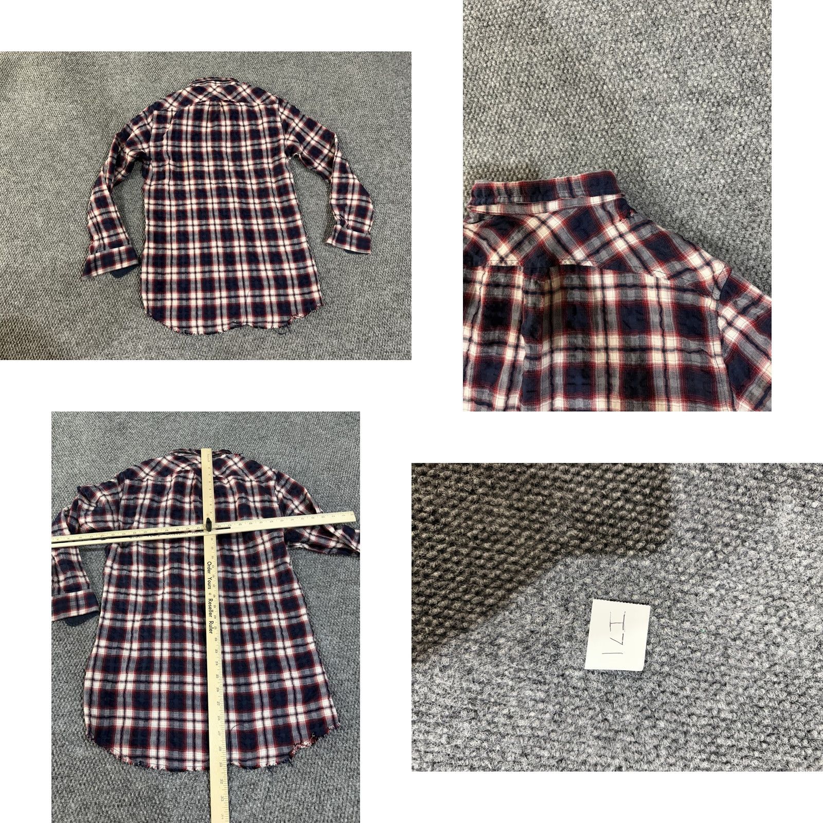 Diesel Diesel Shirt Mens M Blue Red Plaid Long Sleeve Button Front Raw Hem Casual Button-Up Shirt Size US M / EU 48-50 / 2 - 8 Thumbnail