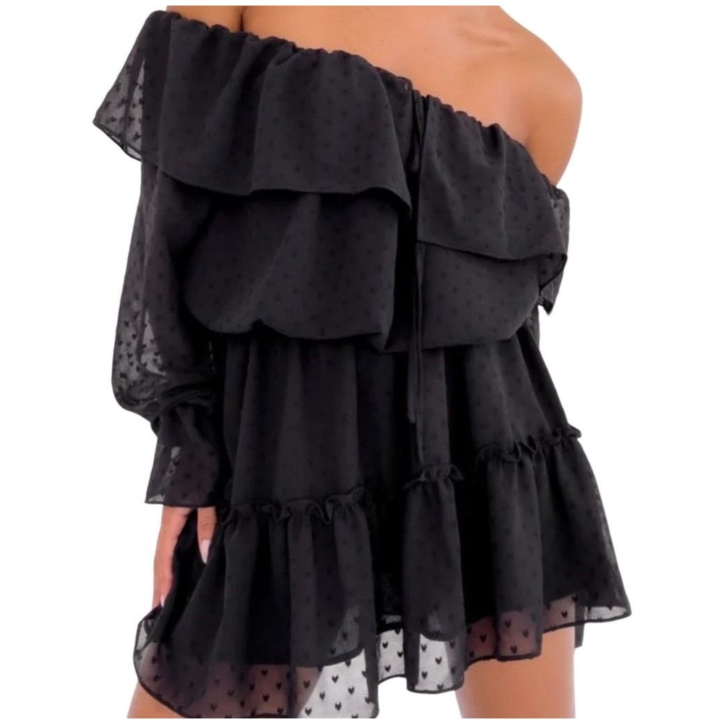 Other Rumored Senorita Mini Dress SMALL Black Ruffles NWT Flirty Size S / US 4 / IT 40 - 5 Thumbnail