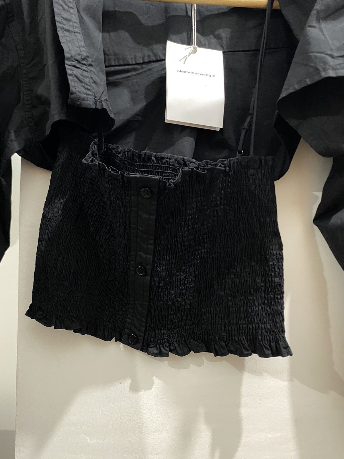 Alexander Wang ALEXANDER WANG LAYERED SMOCKED CAMI IN COMPACT COTTON CROP Size S / US 4 / IT 40 - 4 Thumbnail