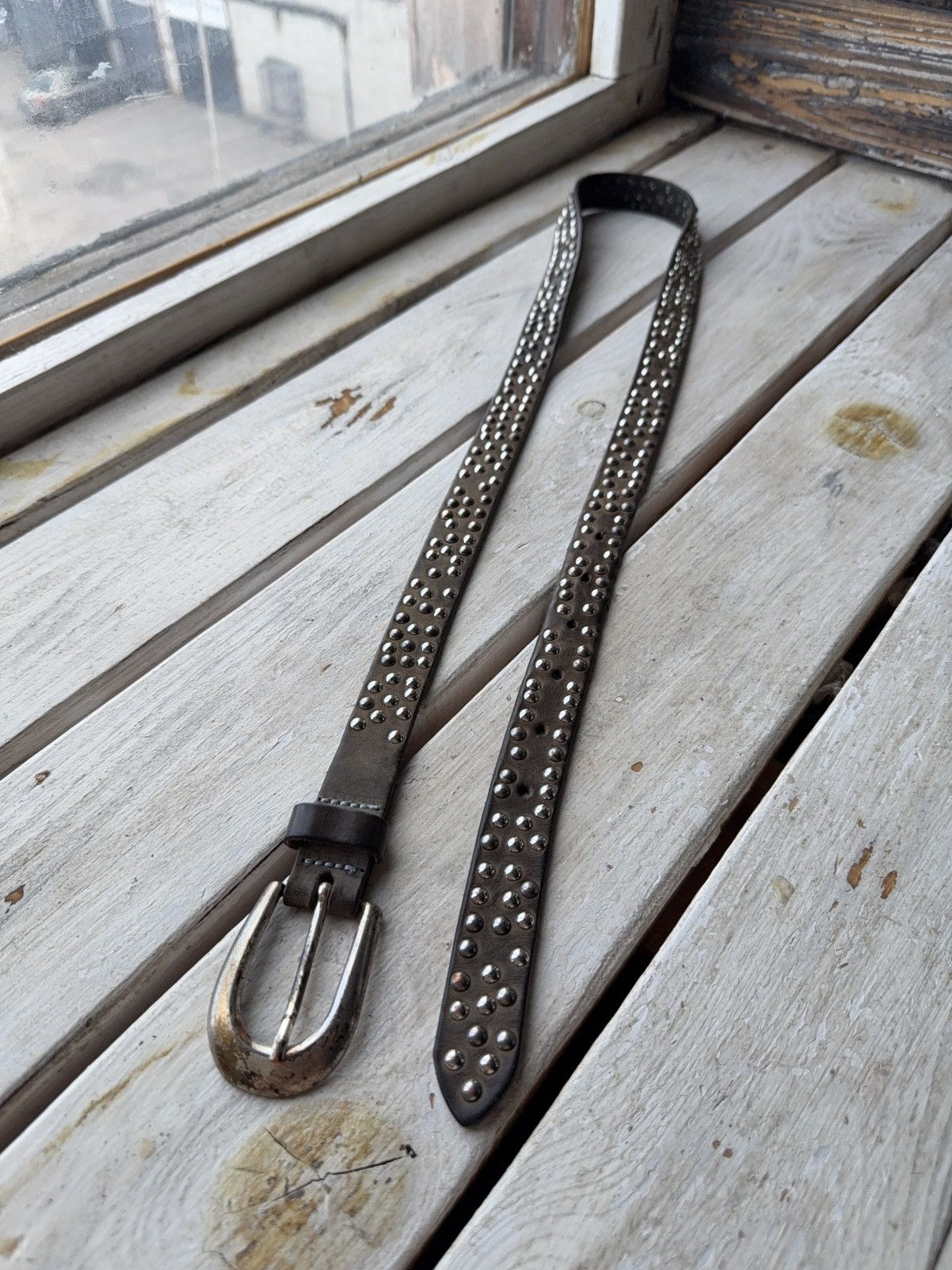 Japanese Brand Vintage Japanese Leather Punk Emo Rock Goth Y2K Drill belt Size ONE SIZE - 2 Thumbnail