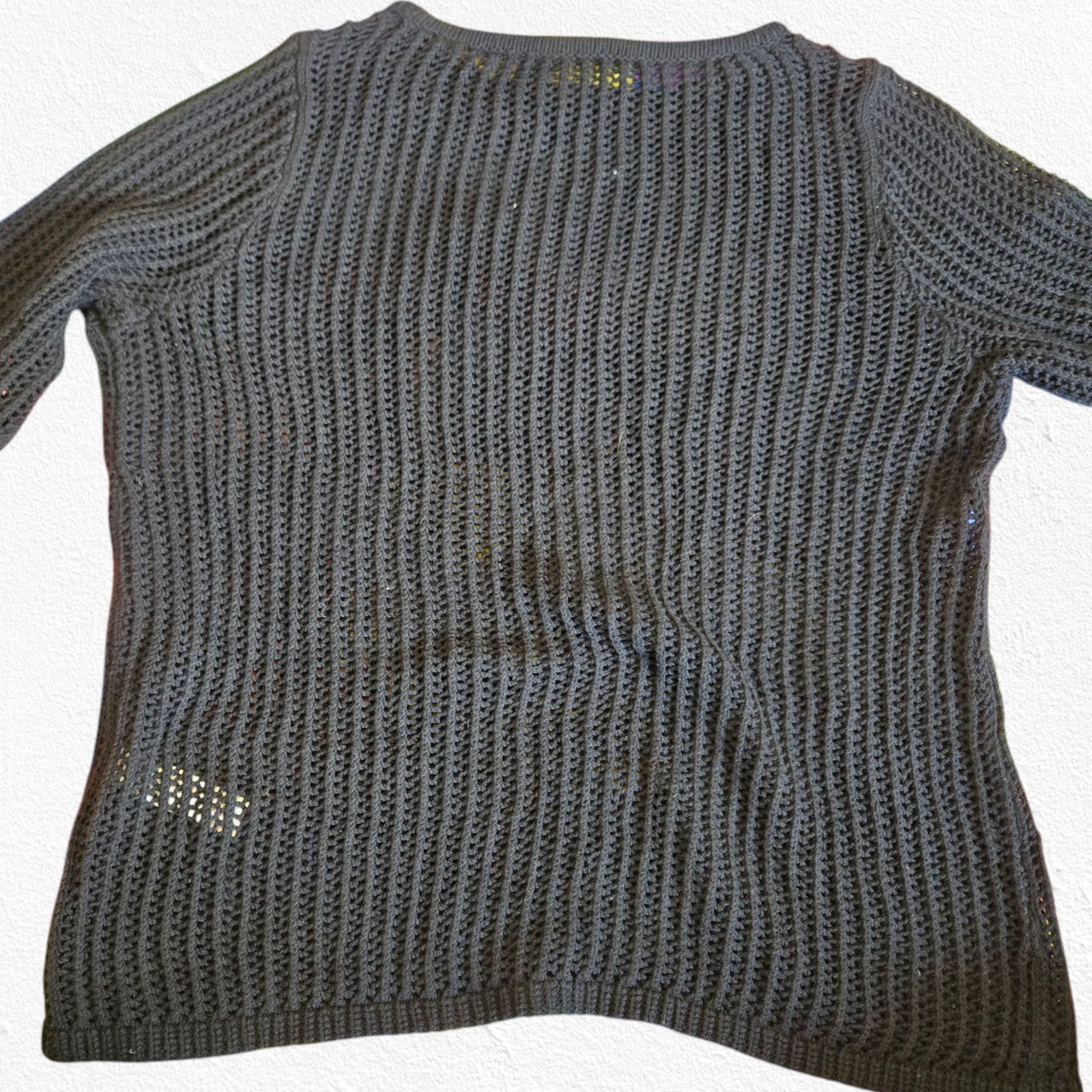 Chicos Chico’s Black White Open Knit Sweater Size Medium Size M / US 6-8 / IT 42-44 - 10 Thumbnail