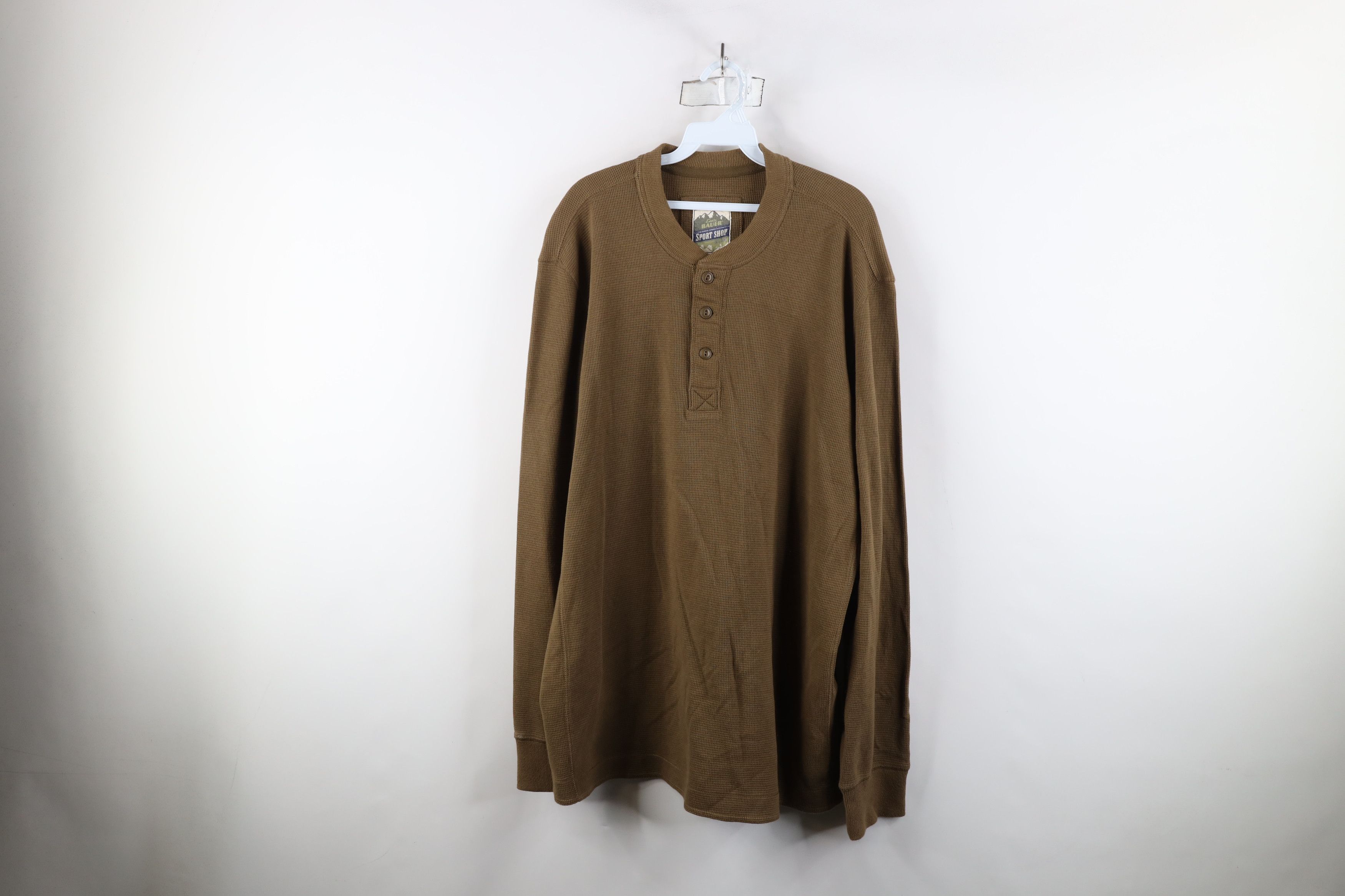 Eddie Bauer × Vintage Vintage Eddie Bauer Thermal Waffle Knit Henley T-Shirt Breen Size US XL / EU 56 / 4 - 1 Thumbnail