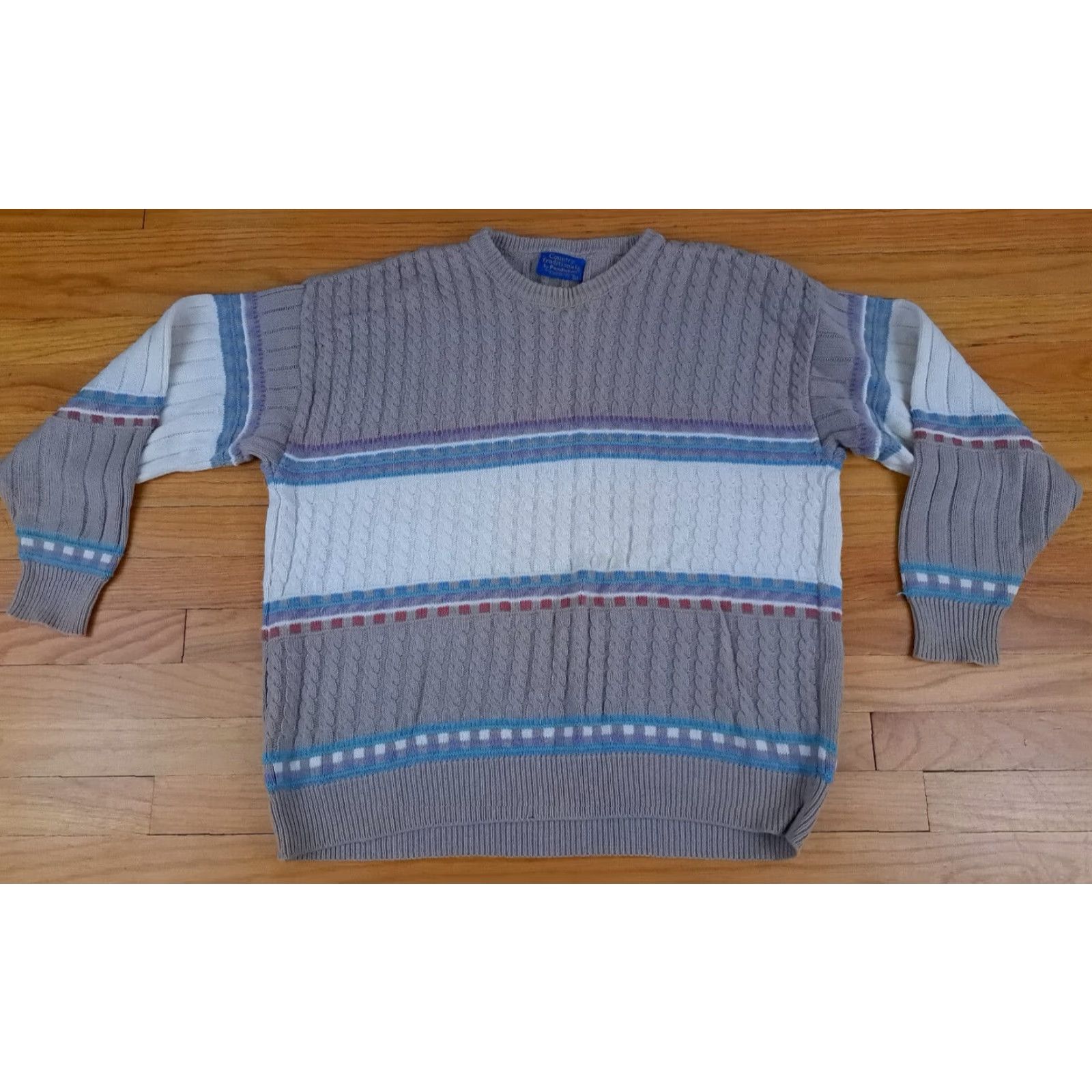 Pendleton Pendleton Sweater Shirt Pullover Crew Neck L Multicolor USA Made Striped Cable-Knit Knit Cotton Men Size US L / EU 52-54 / 3 - 5 Thumbnail