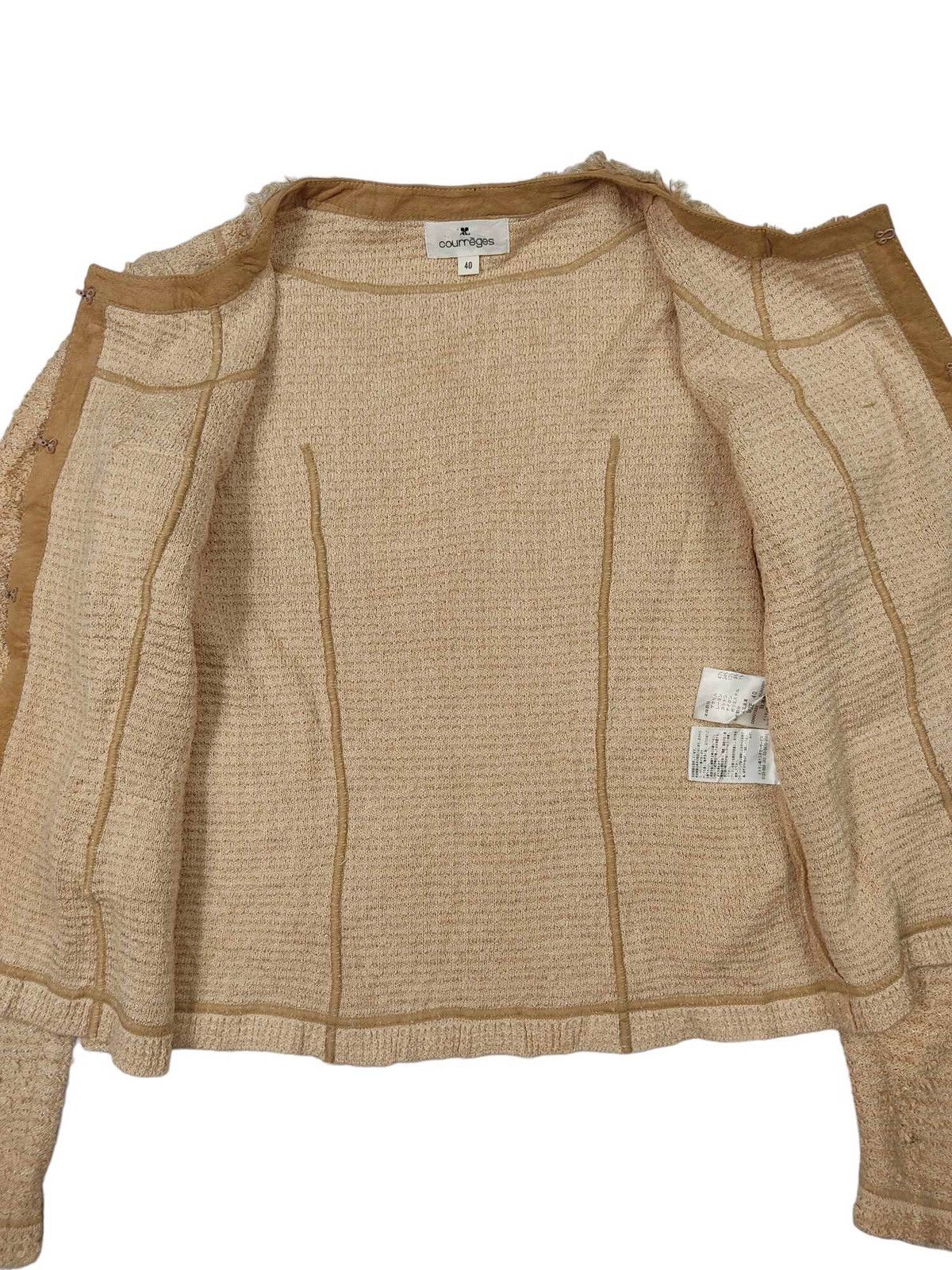 Courreges × Japanese Brand Beautiful Item 🔥 Courreges Tweed No Collar Jacket Size L / US 10 / IT 46 - 7 Thumbnail