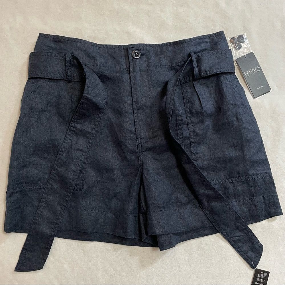 Lauren Ralph Lauren NWT New Lauren Ralph Lauren Navy Belted Linen Shorts Size 6 Size 28" / US 6 / IT 42 - 9 Thumbnail